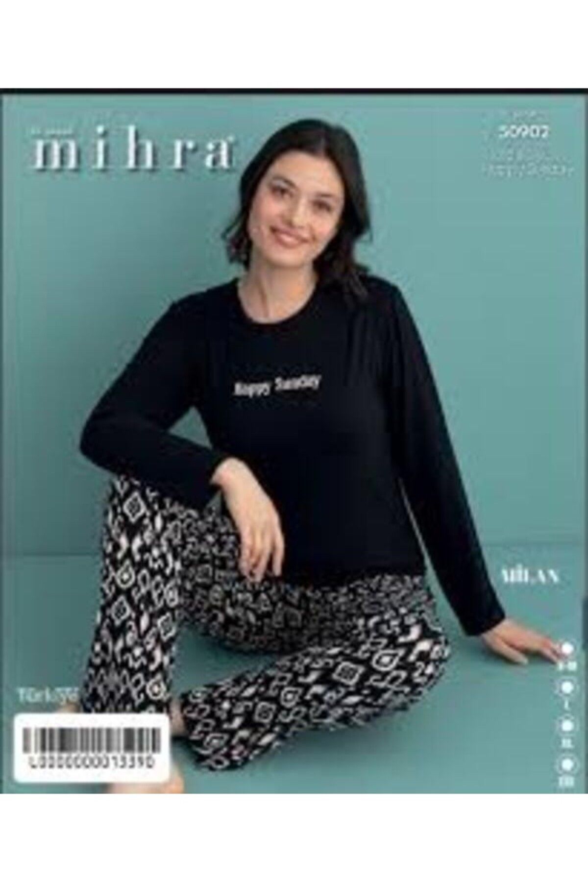 Mihra MİHRA-290-06-25 Kadın Uzun Kol Pamuklu Pijama Takımı R828 SM-L-XL 2XL