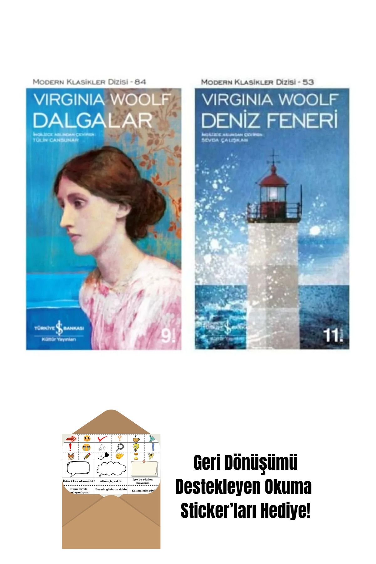 TÜRKİYE İŞ BANKASI KÜLTÜR YAYINLARI Virginia Woolf 2 Kitap Set + Okuma Sticker'ları