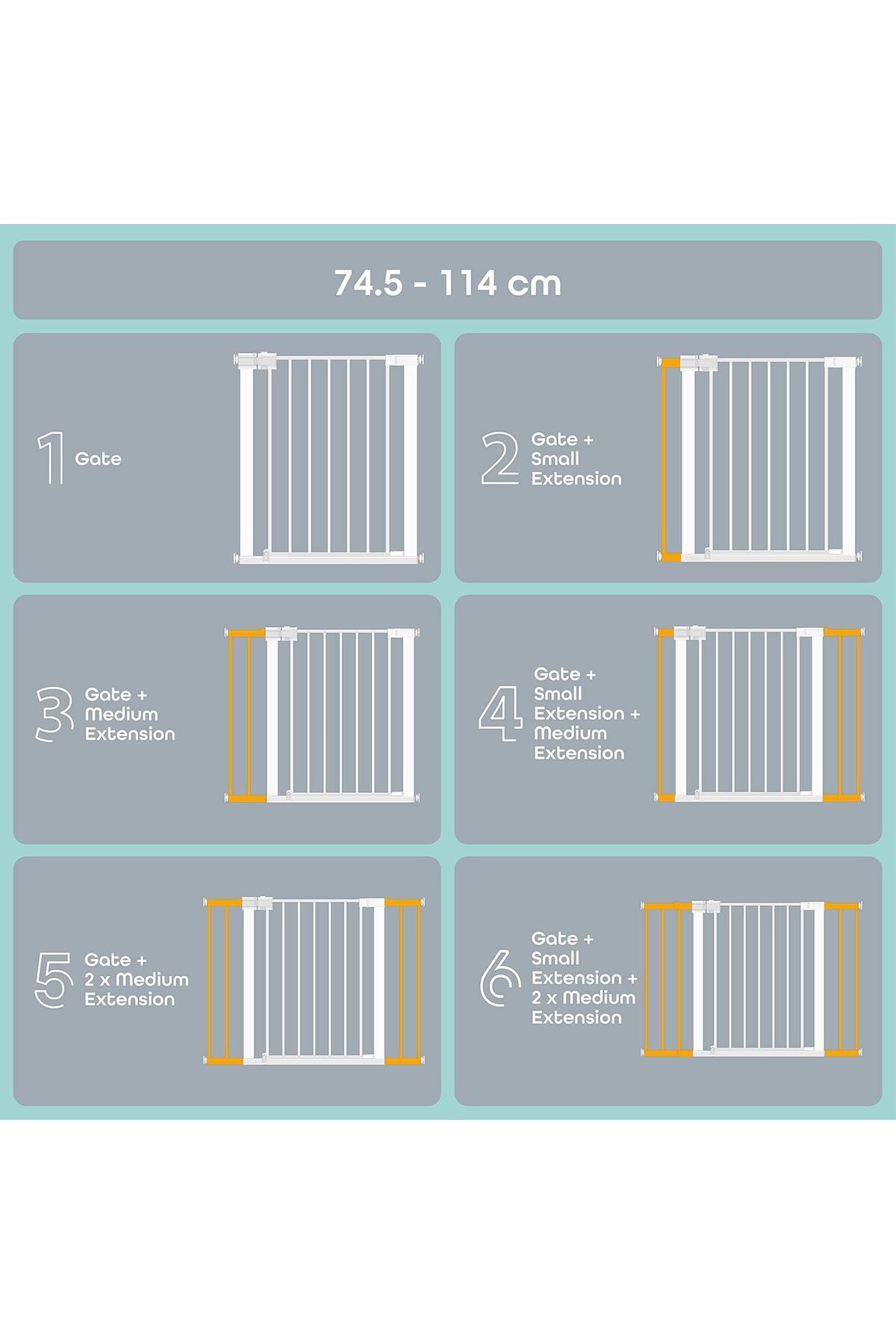 Moon-Auto Baby Safety Gate with Extension Tiny Gate with Safety Lines - Standard Size, Eas 5