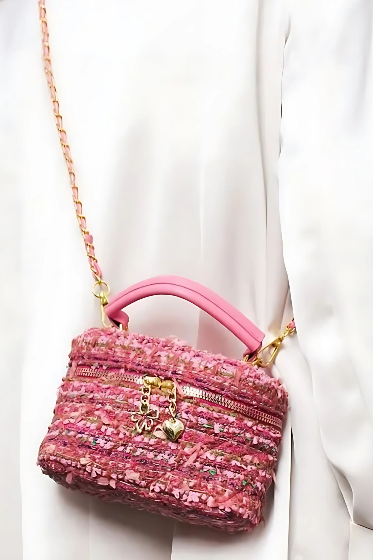 KatalogBoutique Pink Zincir Detaylı Mini Kadın Kol Çanta