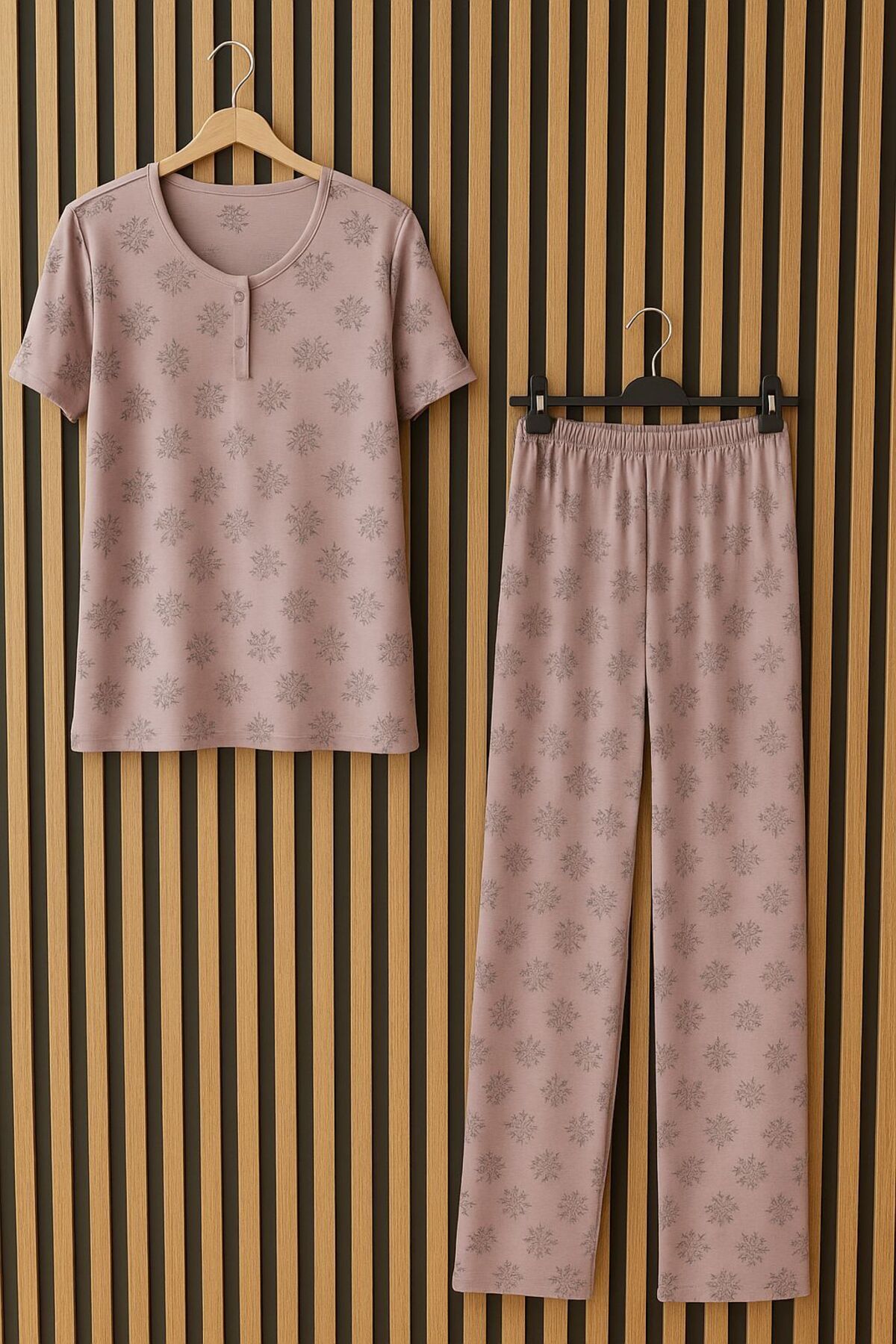 MODA BÜYÜK BEDEN BATTAL DESENLİ PİJAMA TAKIMI