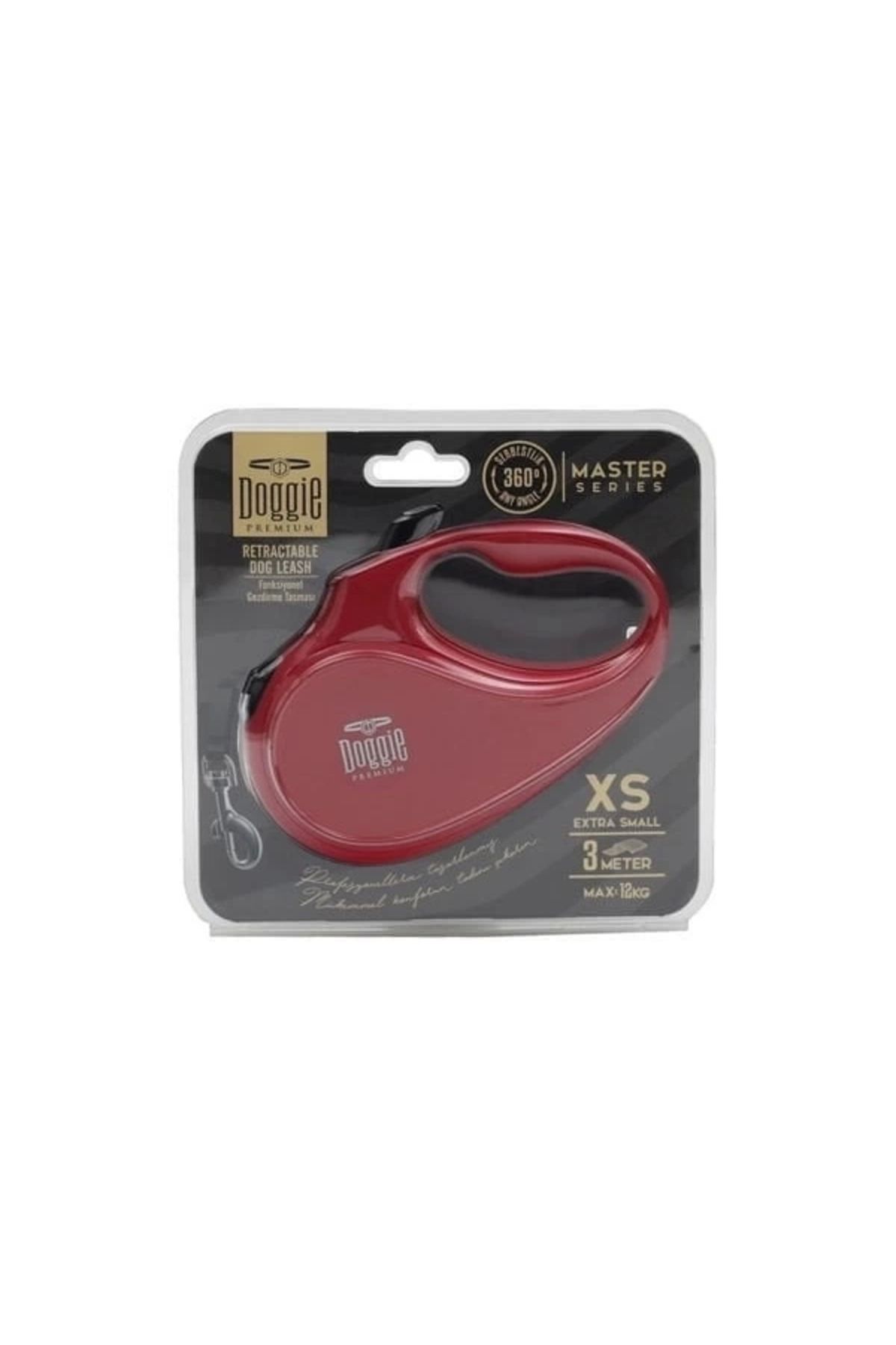 Generic Doggie Master Otomatik Köpek Uzatma Tasması Xsmall Kırmızı 12 Kg 3 Mt