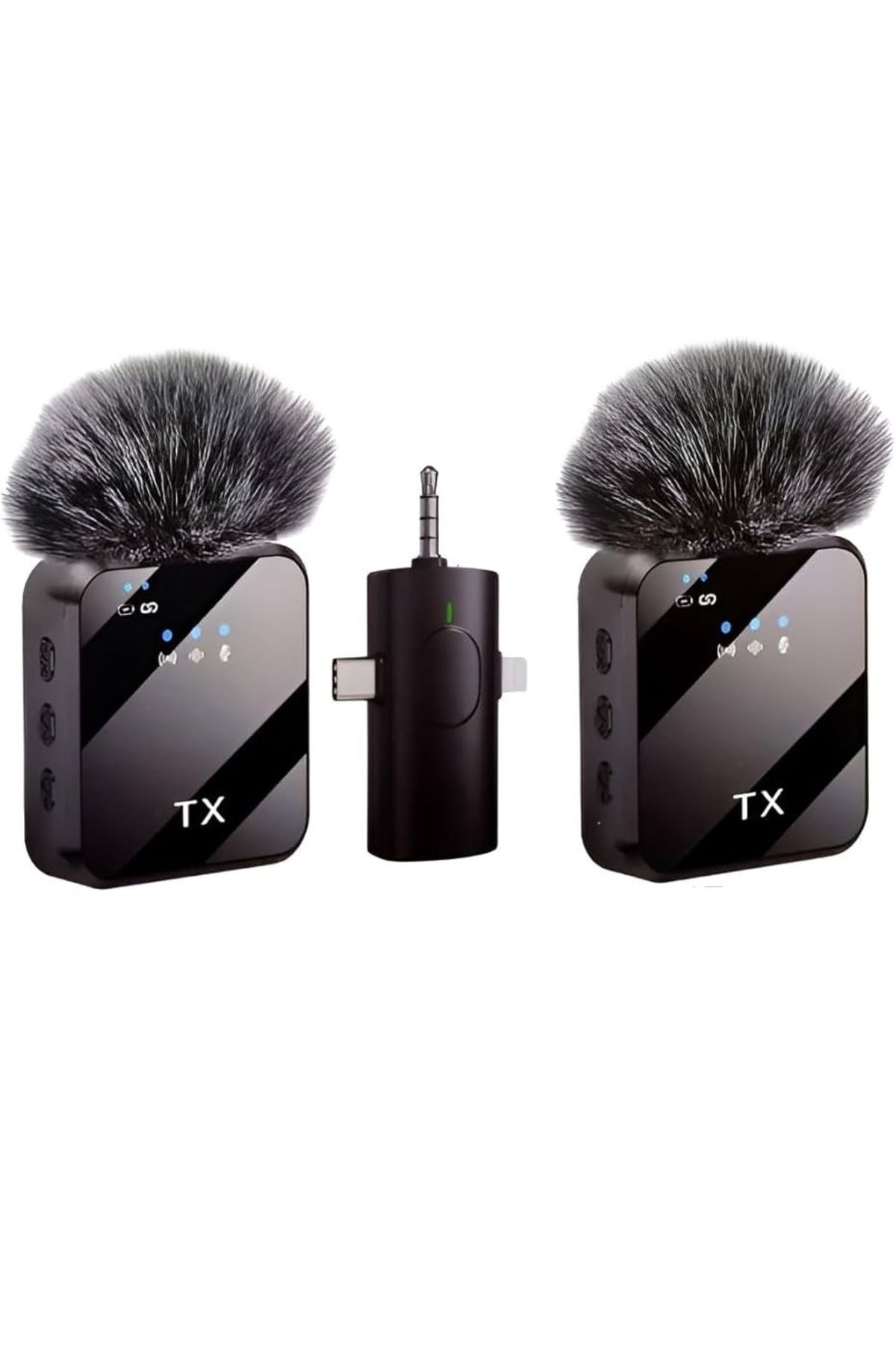 schitec 3in1 Type-c Lightning 3.5mm Çıkışlı Ikili Kablosuz Hd Wireless Yaka Mikrofonu F11-2