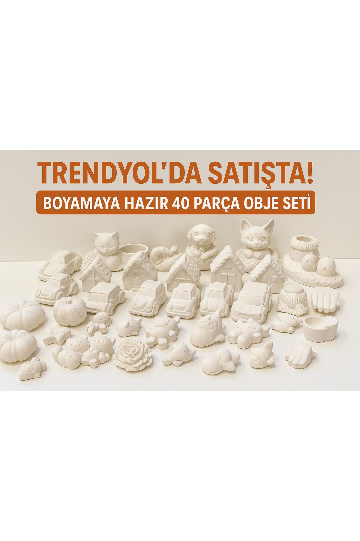 WeSank 40 Parça Boyanabilir Alçı Obje Seti – Eğitici Hobi & Sanat Etkinlikleri