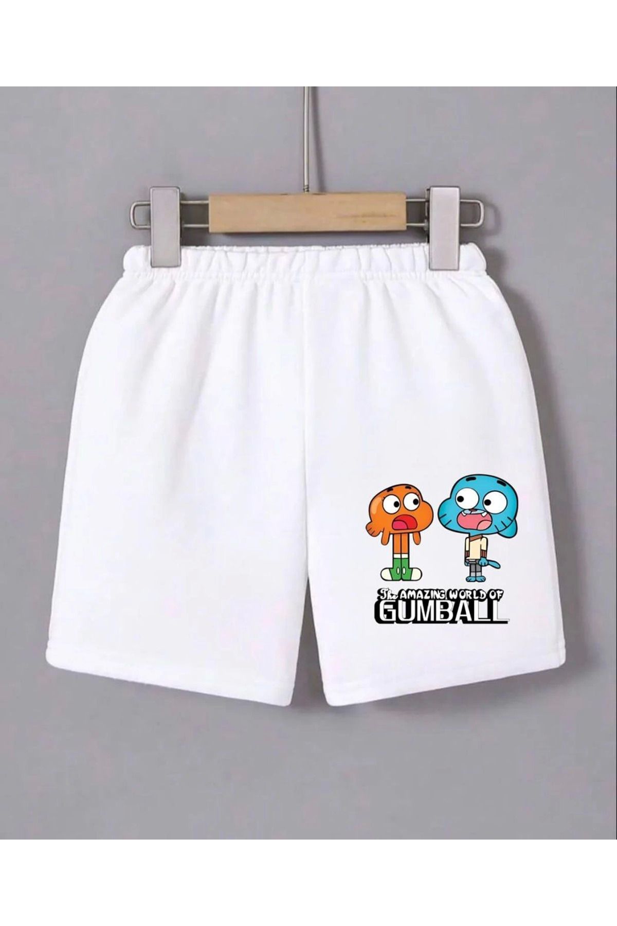 fashok Kadın Beli Lastikli Baskılı Mini Şort - Beyaz