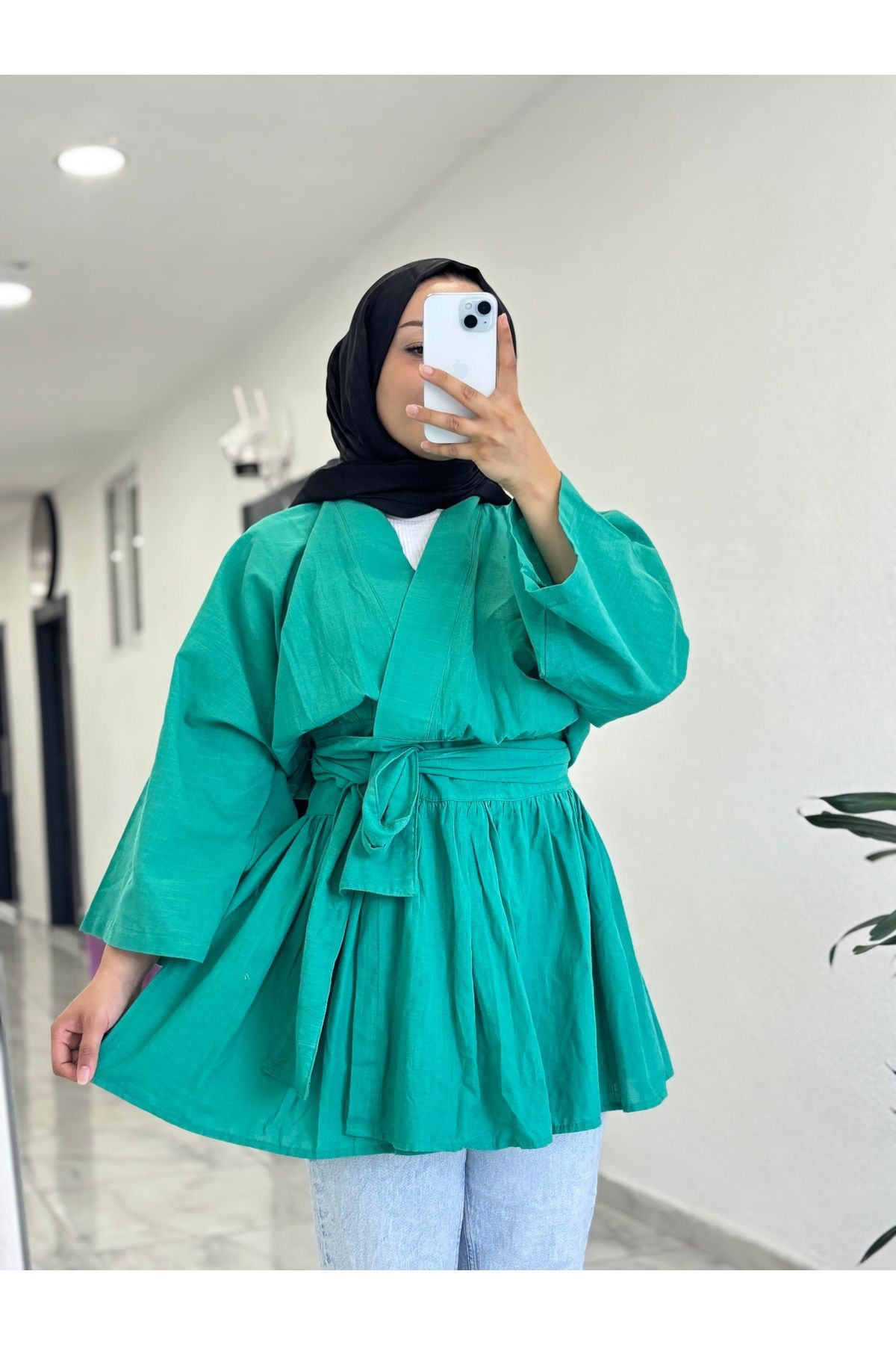 Yaren Kruvaze Belden Kuşaklı Kimono Gömlek