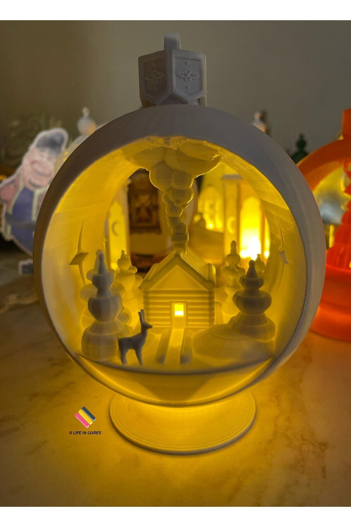 DEKORANLA Beyaz 15cm LED'li kar küresi gece lambası dekoratif obje, ev ve ofis için güzel hediye