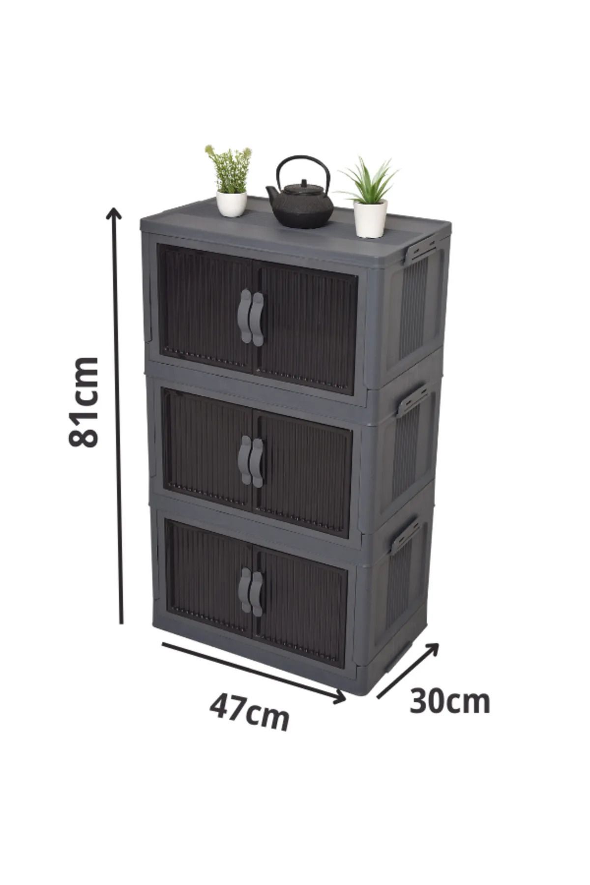 FORSACE-3-Tier Multi-Purpose Portable Stackable Multi-Purpose Organizer Pantry Cabinet with Lid 4
