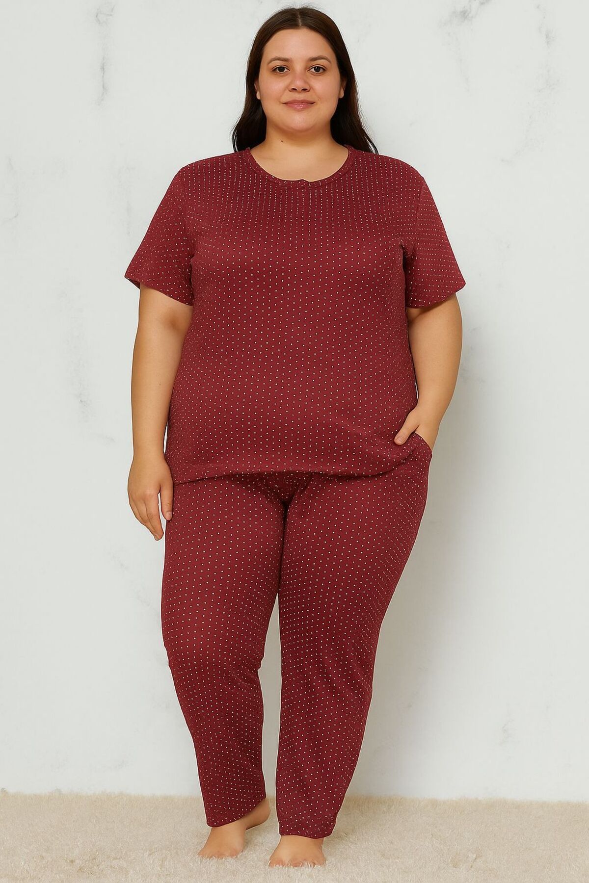 TarzımızModa BATTAL BÜYÜK BEDEN DESENLİ PİJAMA TAKIMI