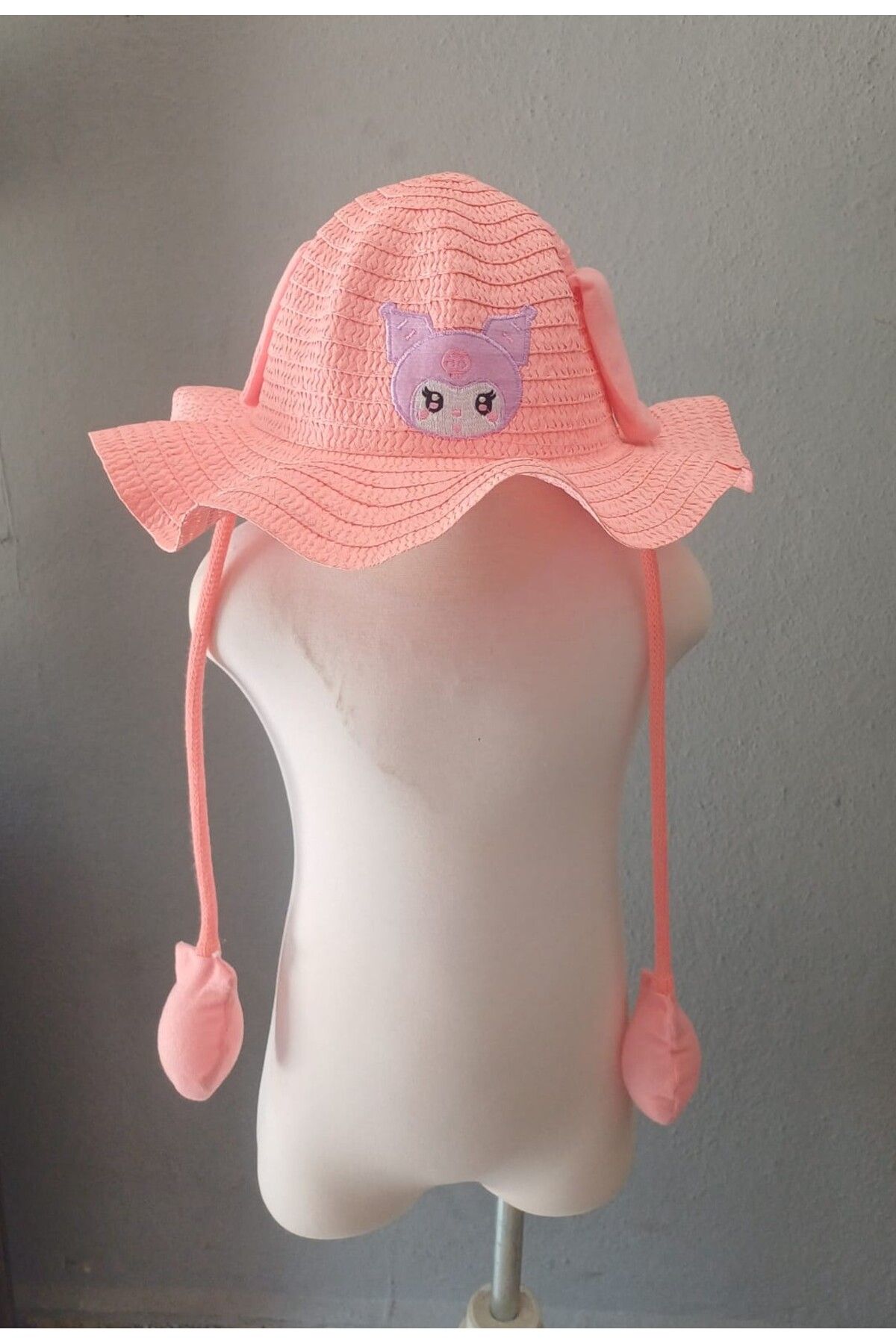 adenkids store kromi hasır kulaklı öten şapka
