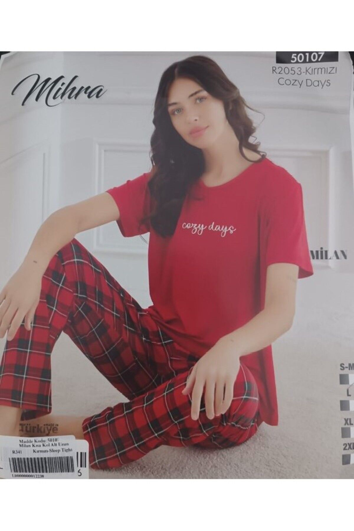 Mihra MİHRA-290-06-25 Kadın Kısa Kol Pamuklu Pijama Takımı R2053 SM-L-XL 2XL