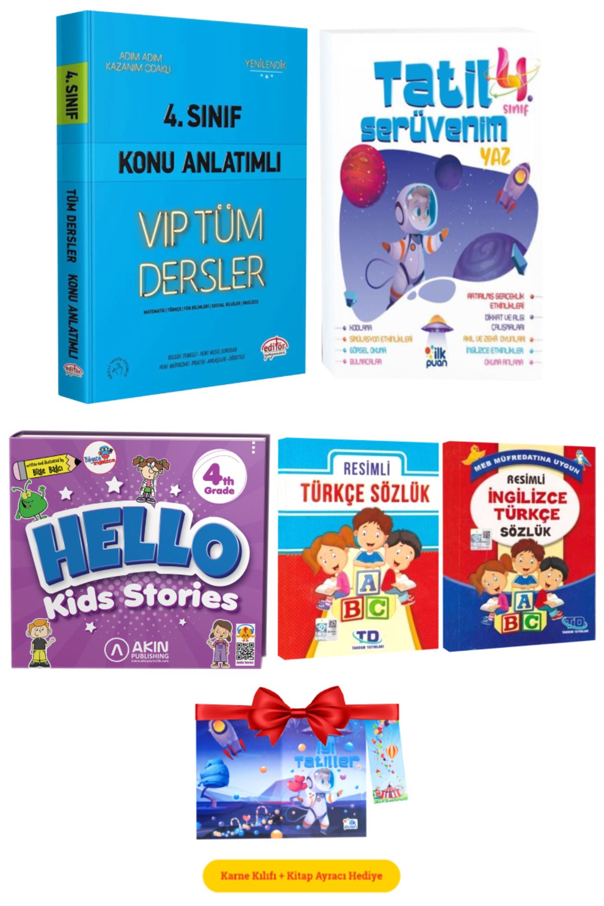 Editör Yayınevi 4. Sınıf VIP Tüm Dersler Konu Anlatımı+Yaz Tatil Kitabı+ Hello Kids Stories+ Türkçe İngilizce Sözlük