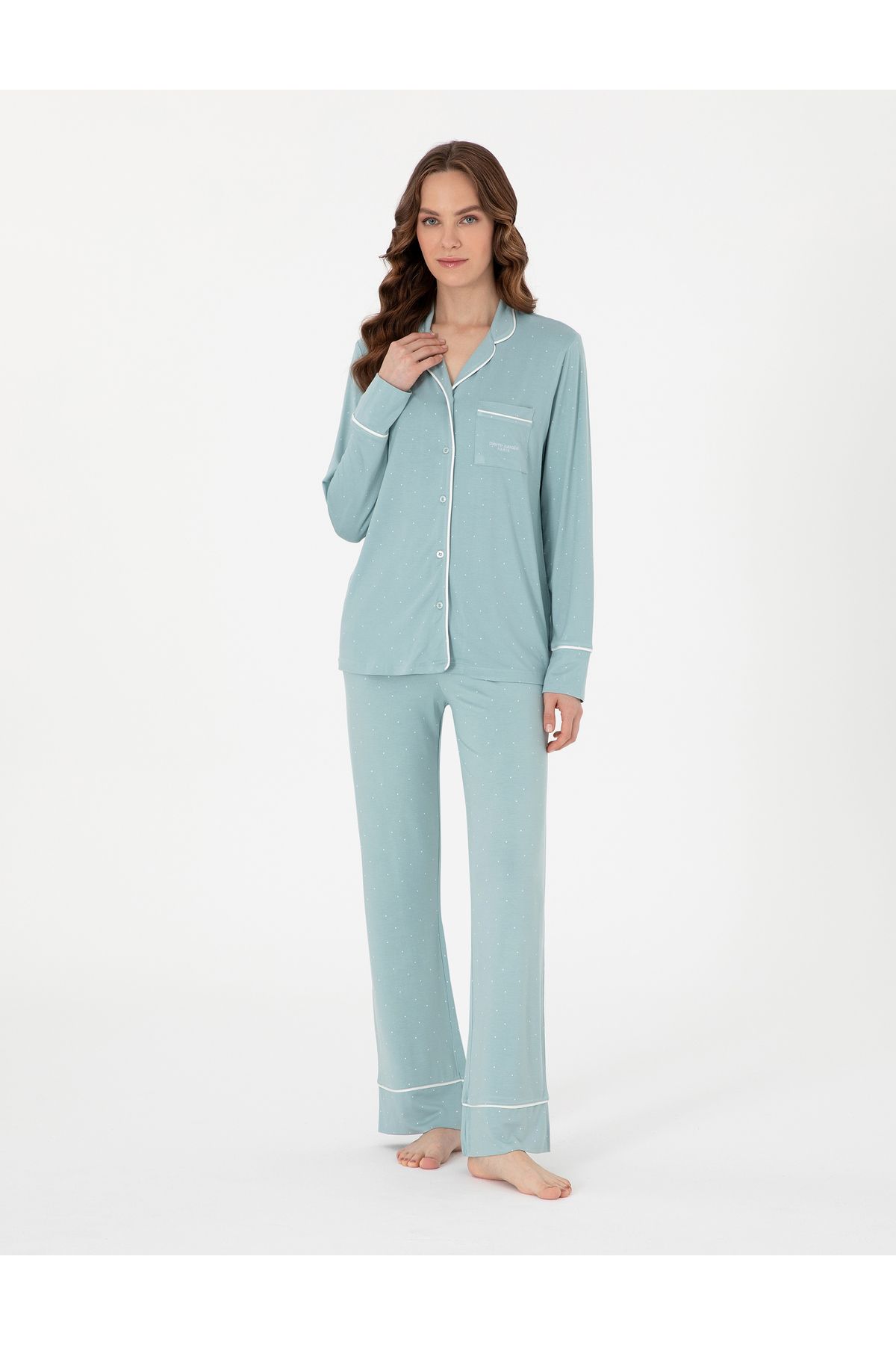 Pierre Cardin Su Yeşili Gömlek Pijama Takımı 50319055-VR048