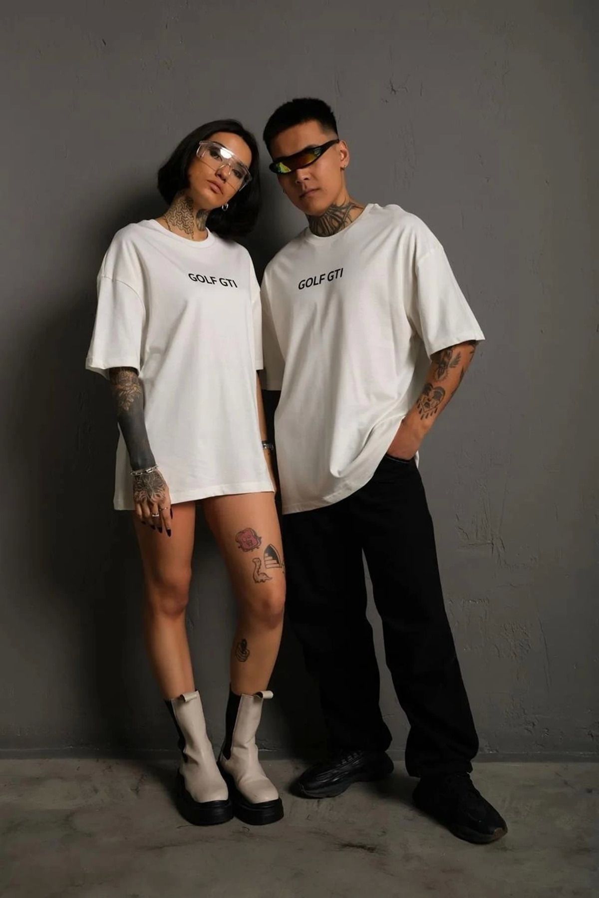 fashok Erkek Sırt Baskılı Oversize T-Shirt - Beyaz