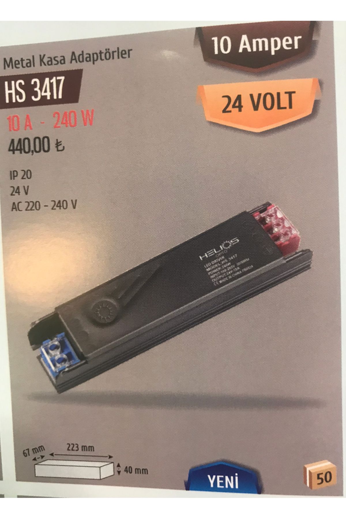 Helios Opto Led Trafosu 24v 240w 10A Metal Kasa Adaptör HS 3417