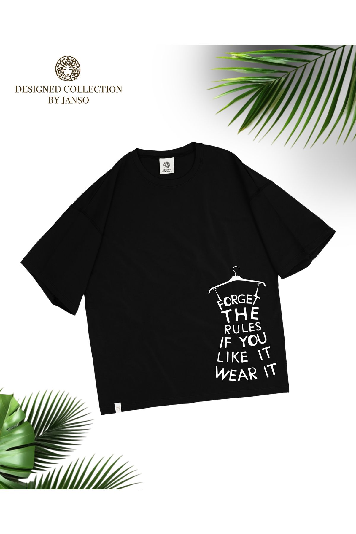 JANSO GROUP - Kadın PAMUKLU BASKILI FORGET THE RULES TSHIRT OVERSİZE BÜYÜK BEDEN