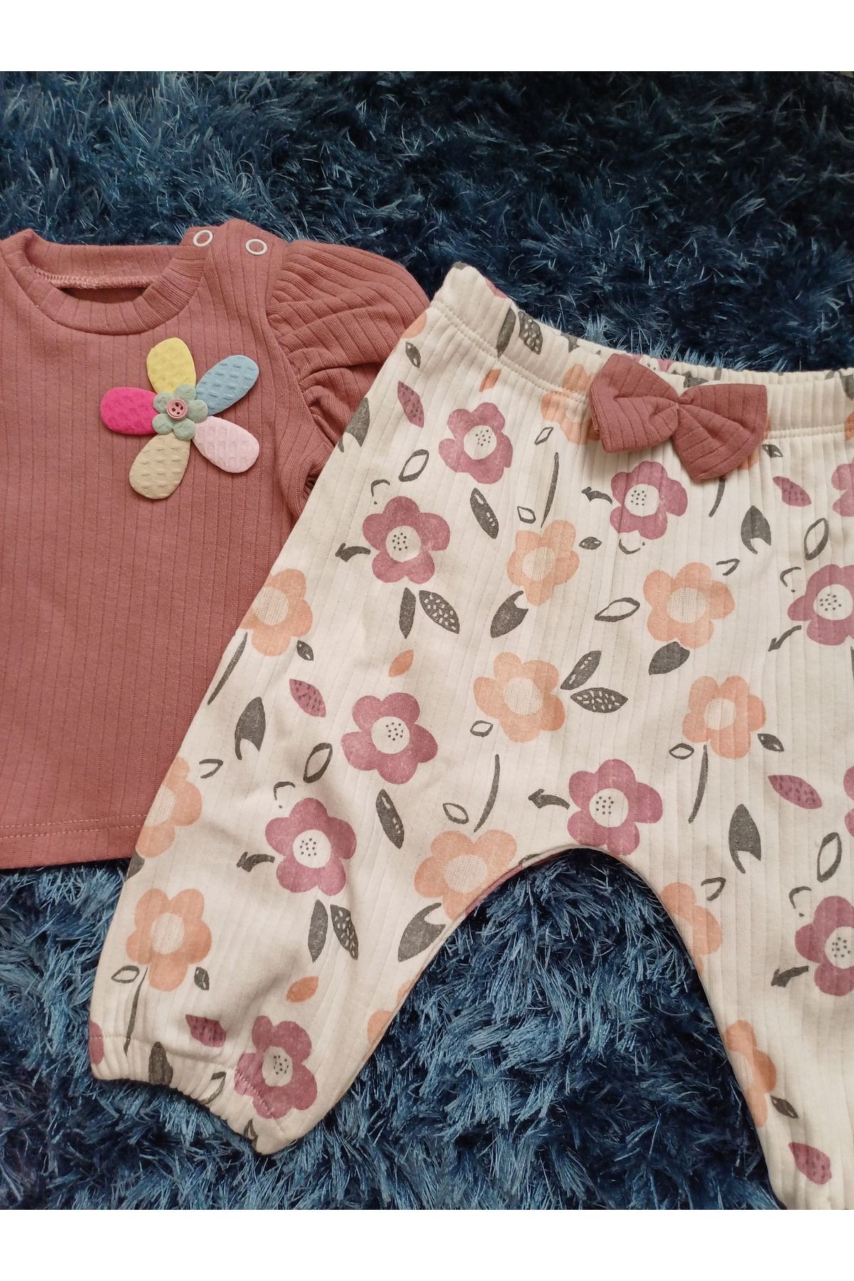 Şıkır Baby Kız Bebek Çiçekli Fiyonklu Kız Takım