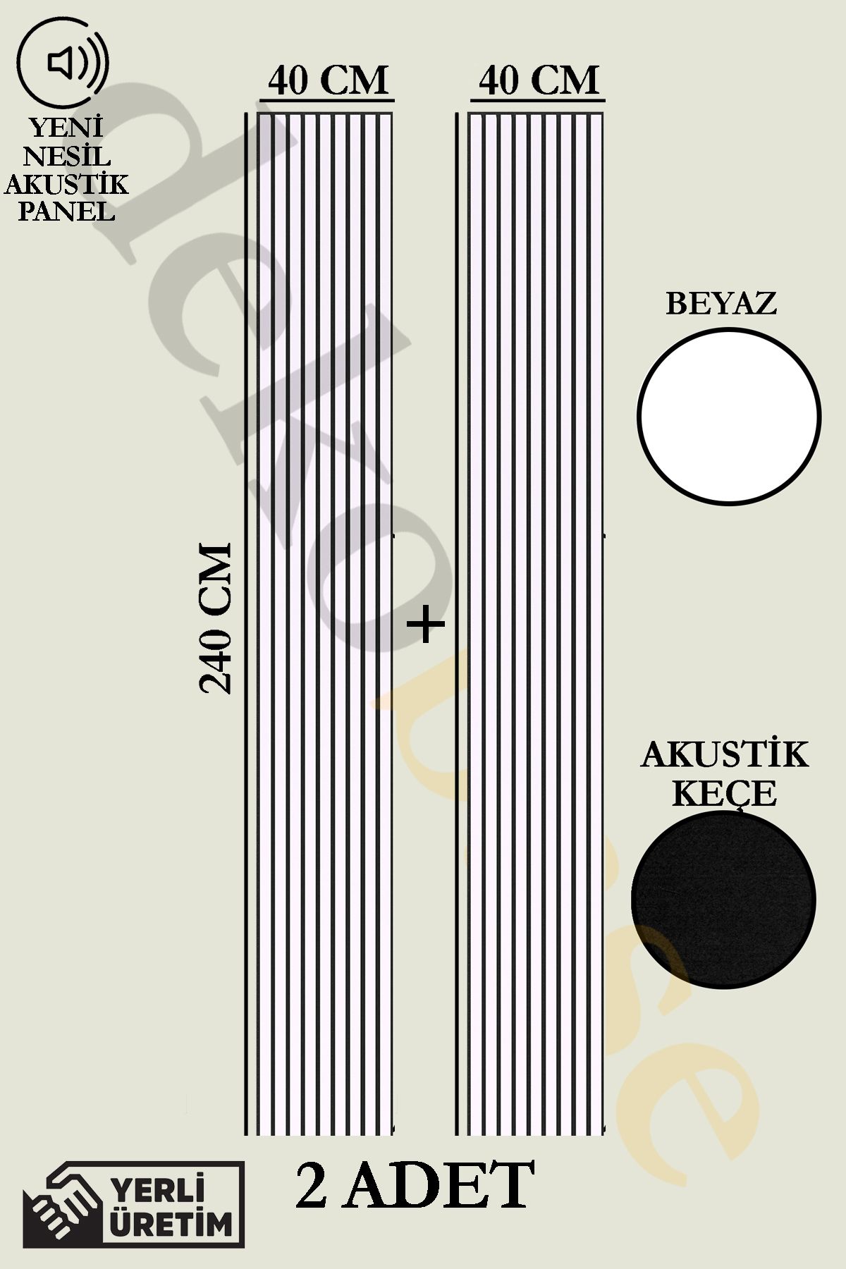 dekobase Beyaz (2 ADET) 40x240cm Yeni Nesil Akustik Ahşap Duvar Paneli