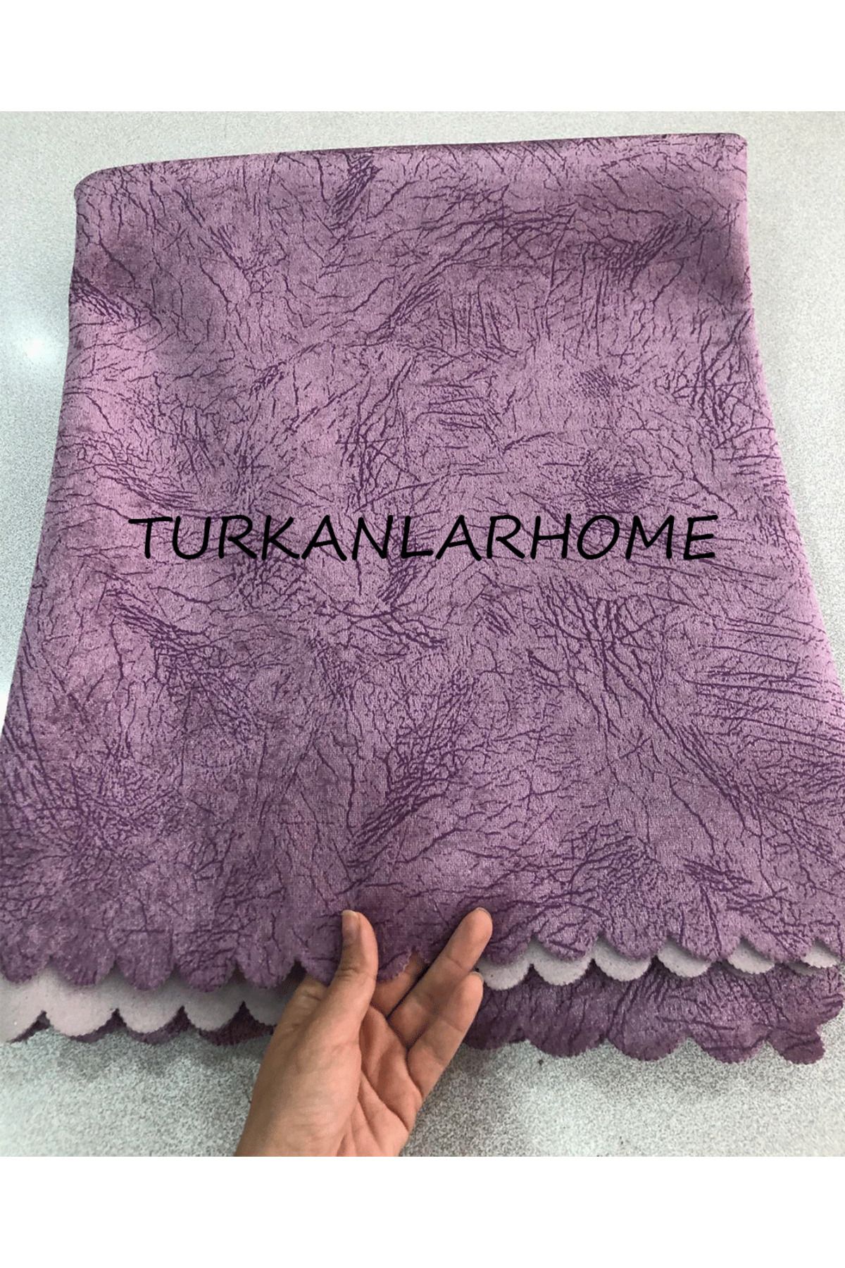 turkanlarhome Koltuk Çekyat Örtüsü LİLA Damar Desenli Kaymaz Taban Süngerli Üst Kumaş Kadife