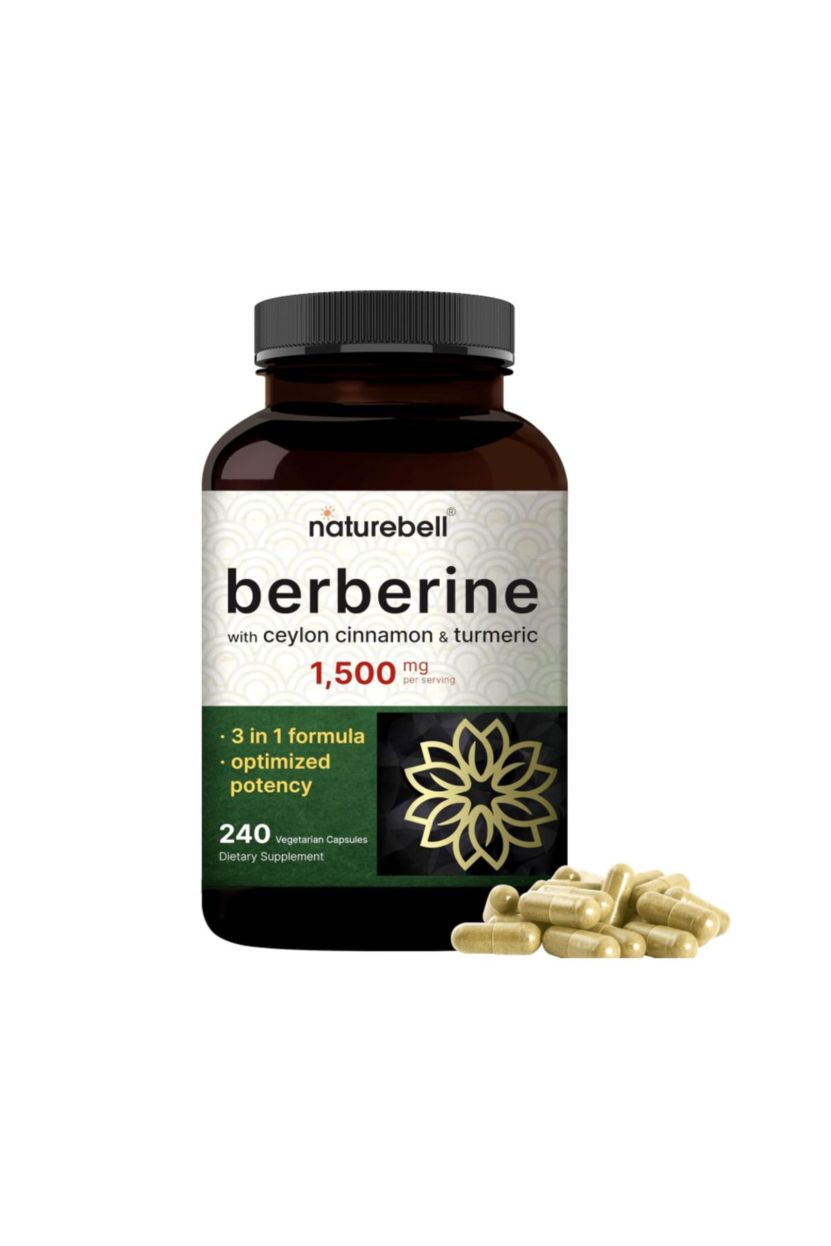 Naturebell Berberine 1500mg, 240 Veggie Capsules