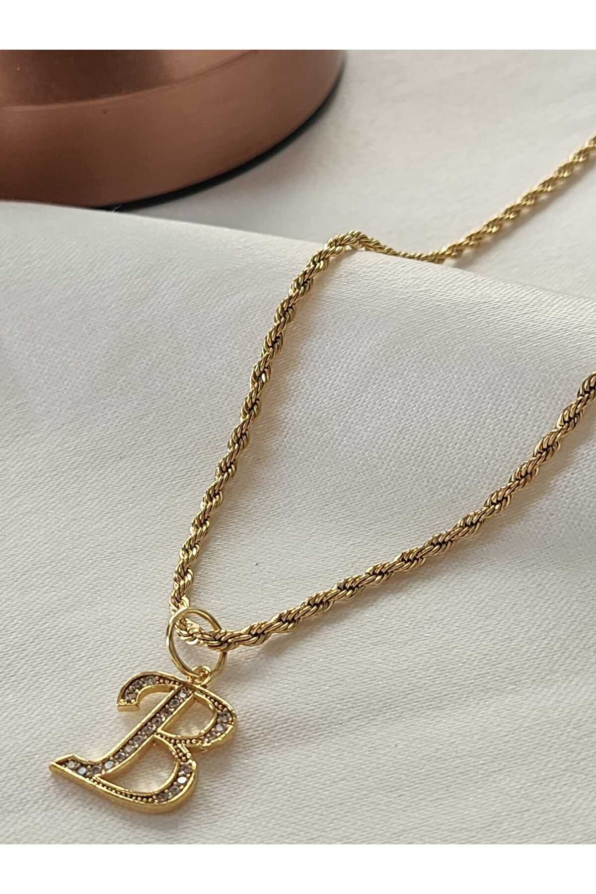 ZÜLİSCH ÇELİK HARF KOLYE TAŞLI BURGU ZİNCİR GOLD PASLANMAZ ( İSTEDİĞNİZ HARFİ YORUMLARDA BELİRTİNİZ )