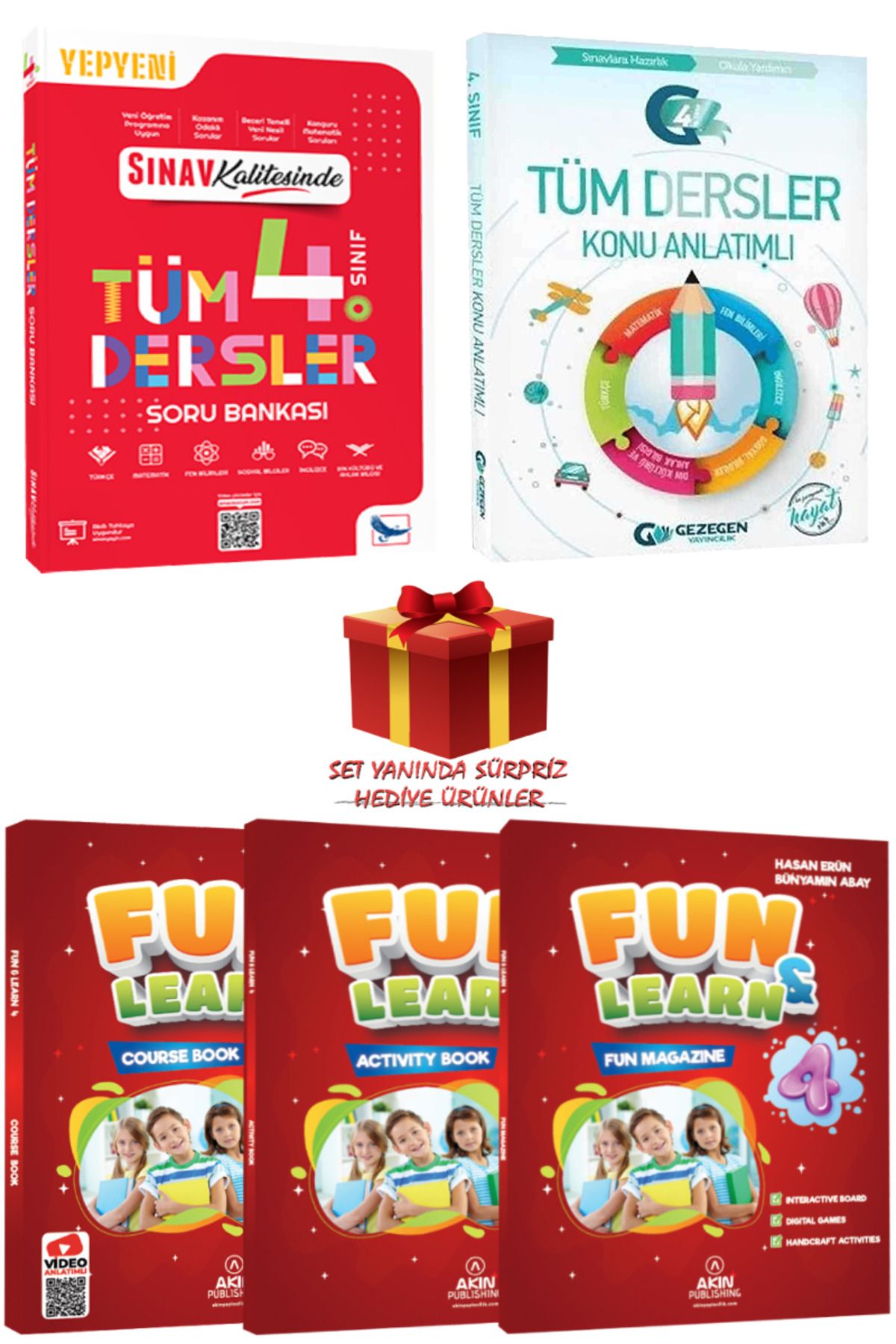 Sınav Yayınları 4. Sınıf Soru Bankası+Konu Anlatımlı+Fun&Learn Course Book-Activity Book-Fun Magazine+Hediye