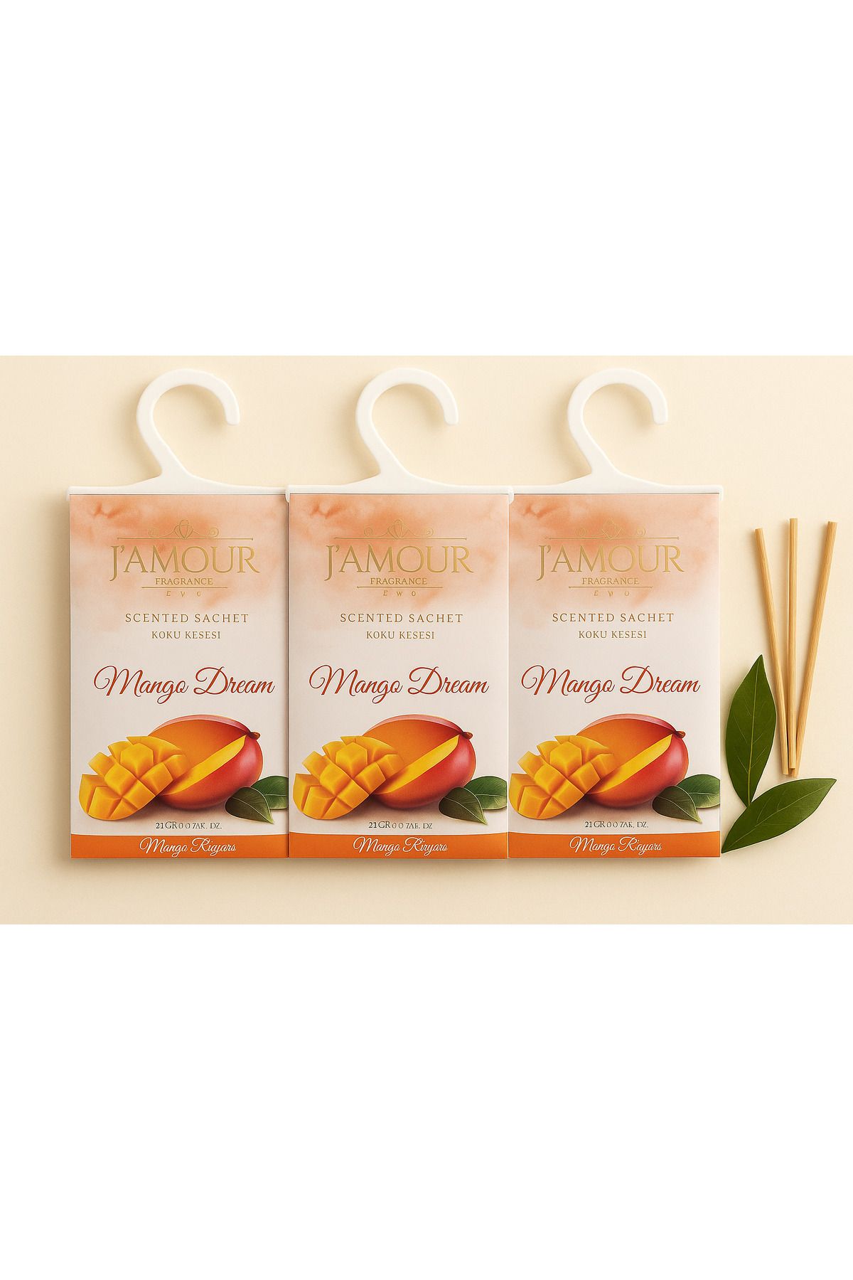 J'AMOUR Mango Kokulu Asklı Dolap ve Çekmece Kokusu 3'lü paket