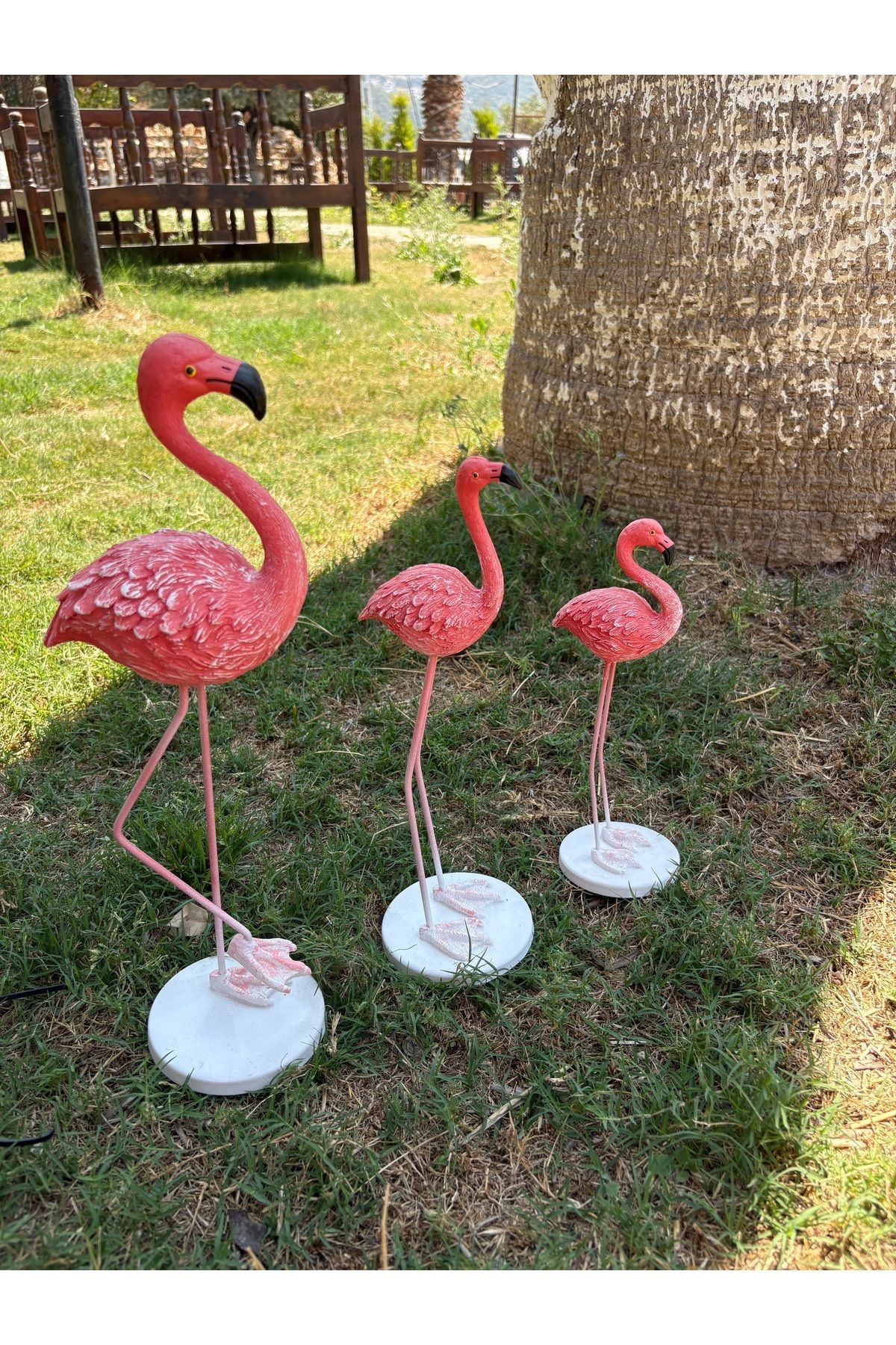 DEKORANLA 3'lü Flamingo Pembe Dekoratif Biblo, Bahçe, Balkon, Vitrin ve Ofis için Şık Hediye