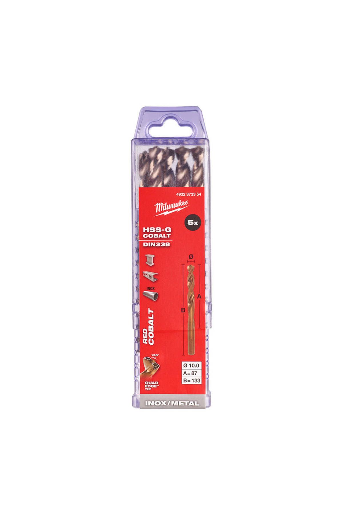 Milwaukee 10. 0x133 mm Altın Serisi HSS-G Co Metal Matkap Ucu - 5'li MİLWAUKEE