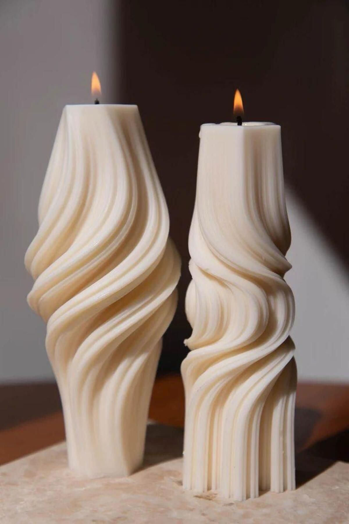 SCA CANDLE Dekoratif Mum Vazo Mum +Dalga model mum toplam 2 parça