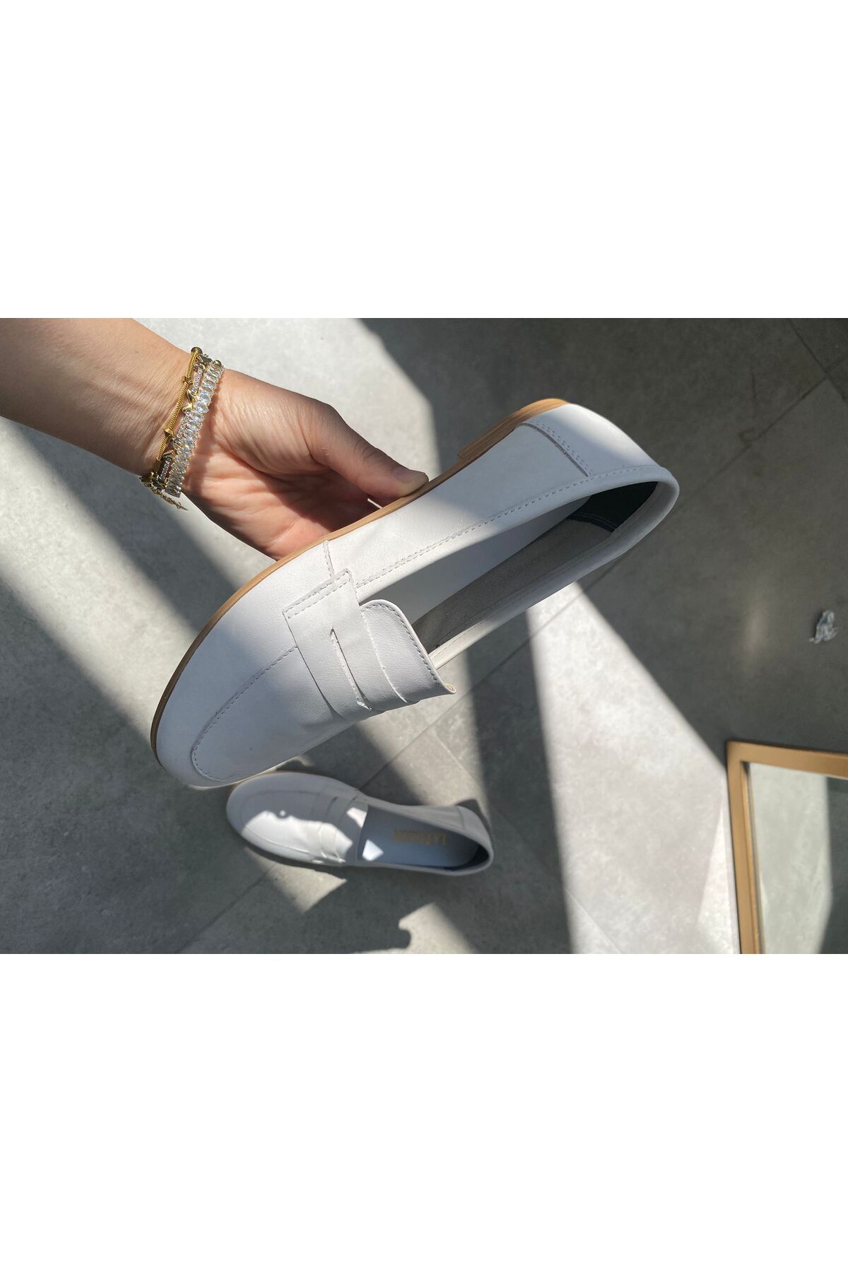 LA PASSION Deri Beyaz Kadın loafer ayakkabı