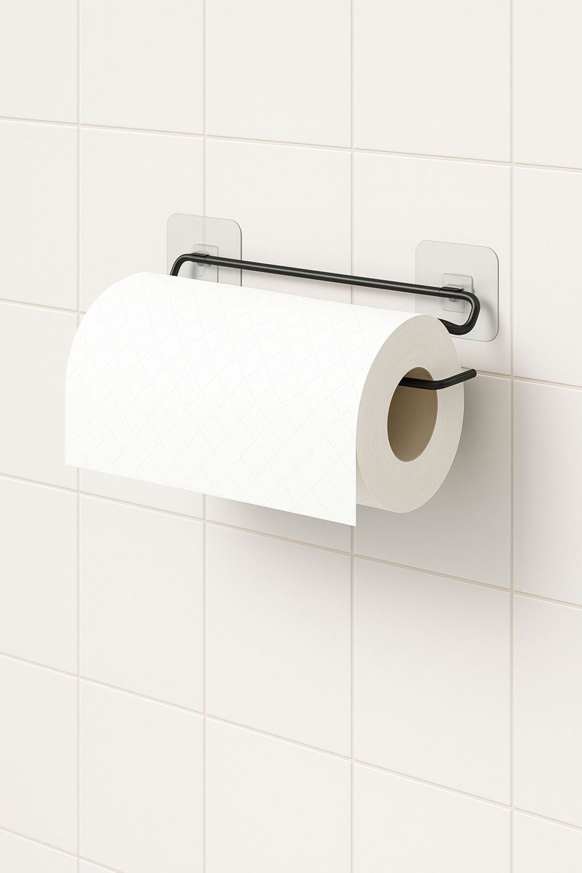 ELAMOUR Yapışkanlı Kağıt Havluluk Siyah Kağıt Havlu Askısı Tutacağı Metal Banyo Mutfak Havluluğu Modern