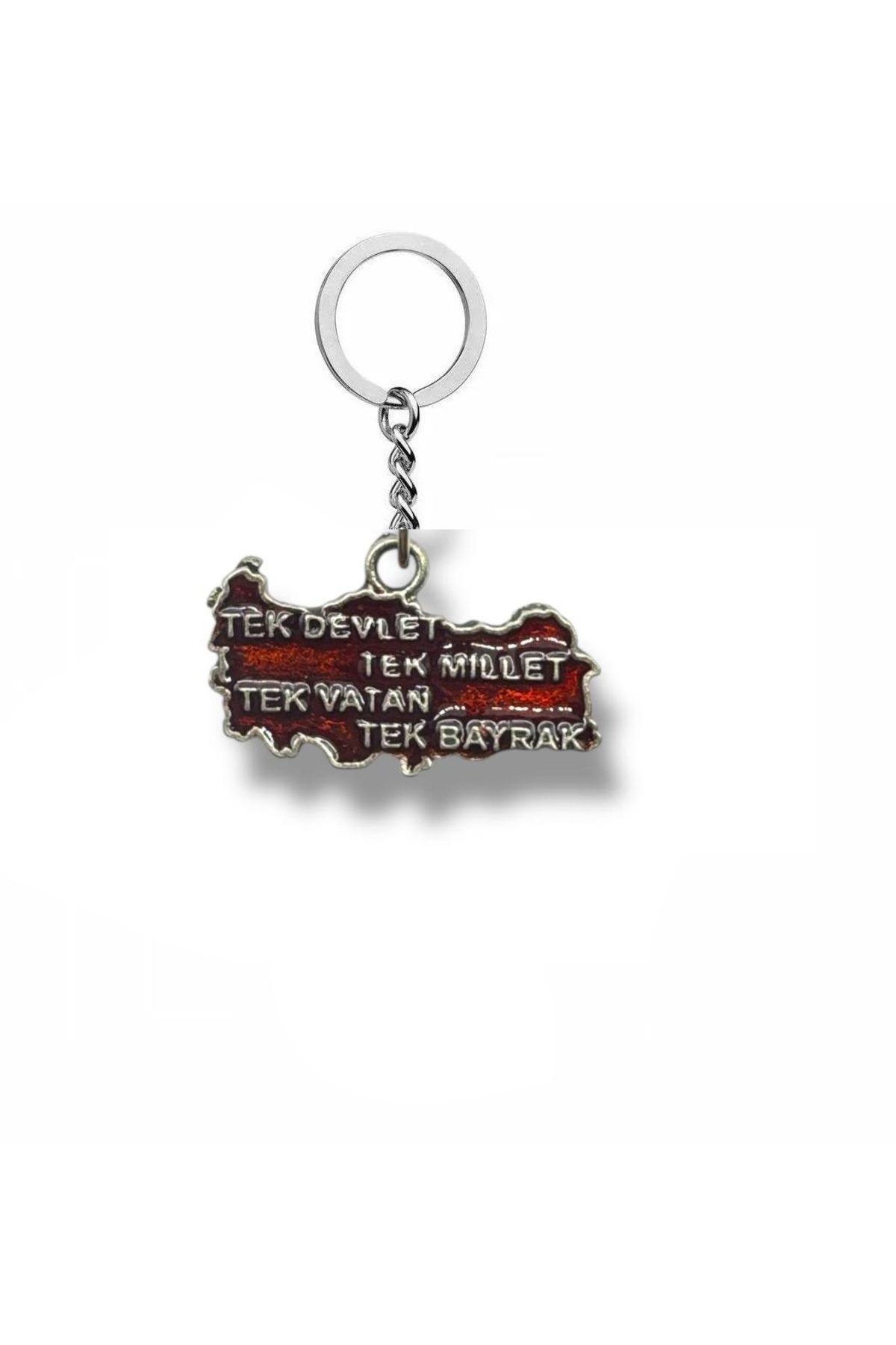 Herşey Nota Tek Millet Tek Devlet Tek Vatan Tek Bayrak Yazılı Türkiye Haritası Anahtarlık –Metal Unisex Aksesuar