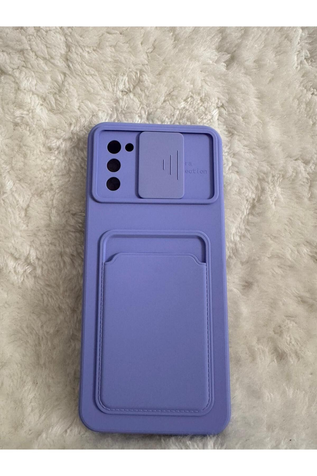 QEM Samsung Galaxy A02 ile Uyumlu Kamera Koruyucu ve Kartlık bölmeli Lansman Telefon Kılıfı