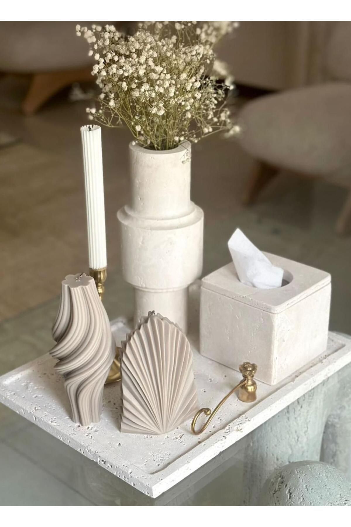 SCA CANDLE Dekoratif Mum Vazo +Palm +Şamdan topalm 3 parça