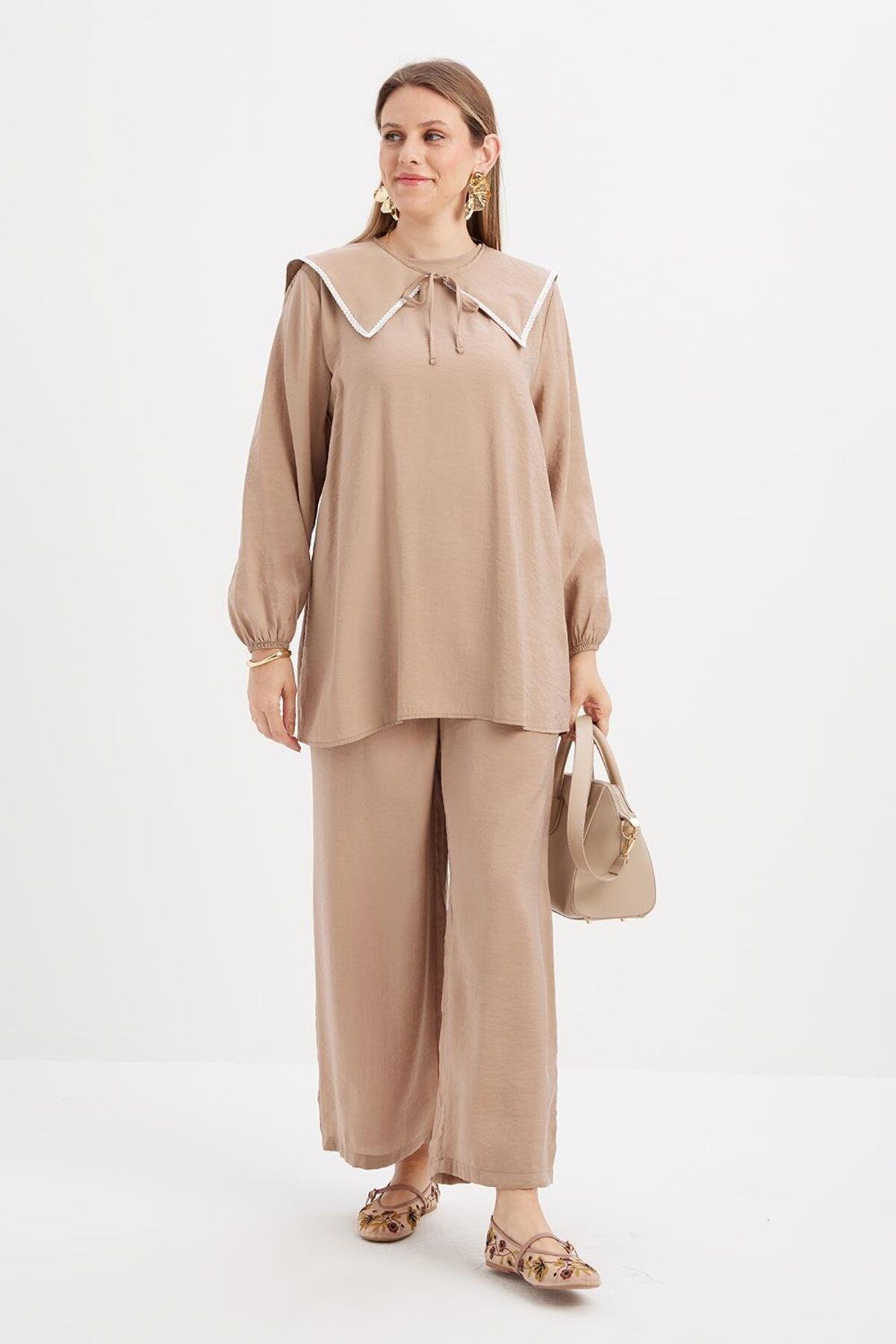 ALLDAY-Modal Tunic with Mink-Collar and Elastic Sleeves 3