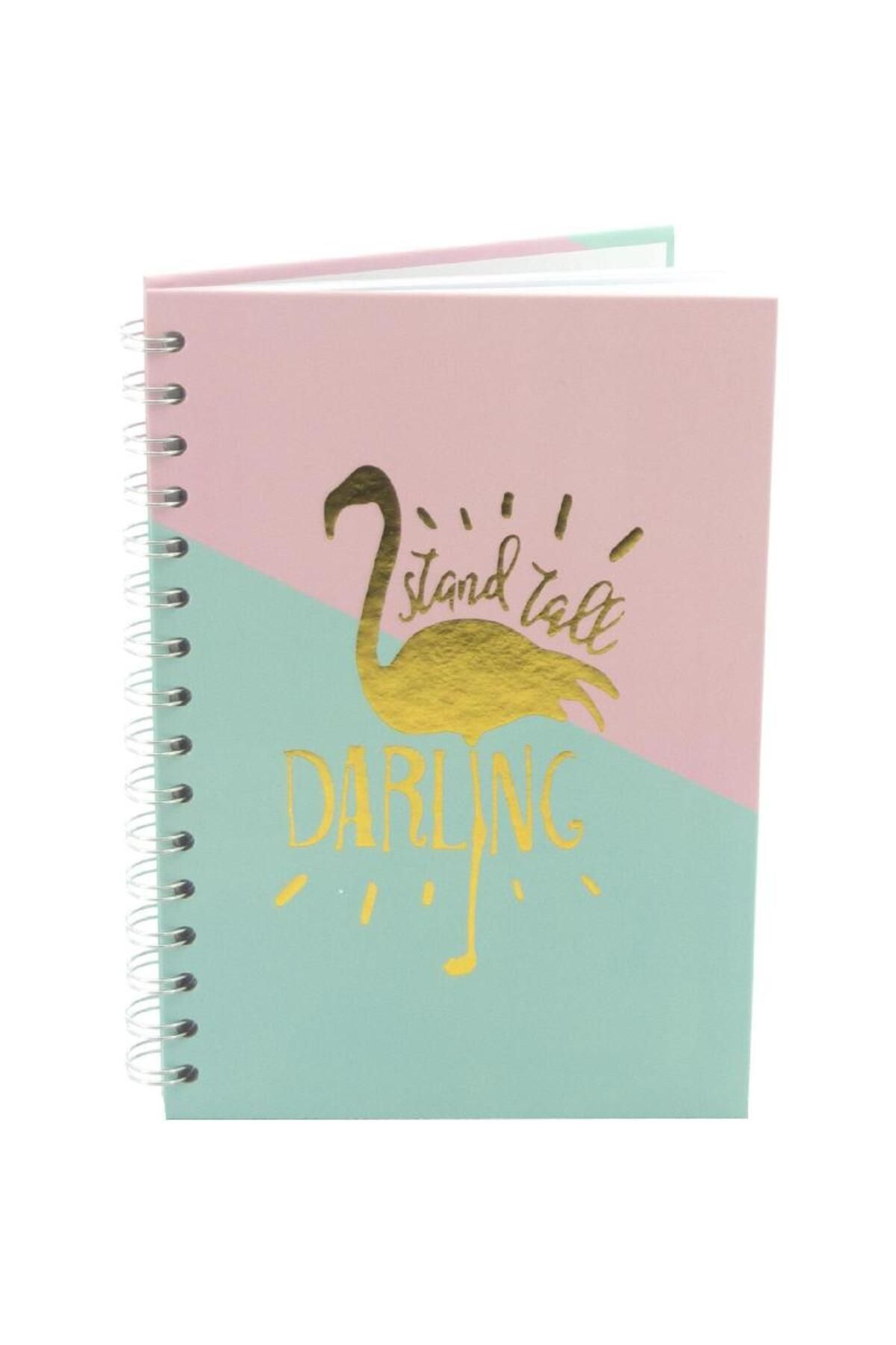 Roco-Flamingo “Stand Tall Darling” Lined Notebook A5 - 100 Sheets Pink/Green/Gold 1