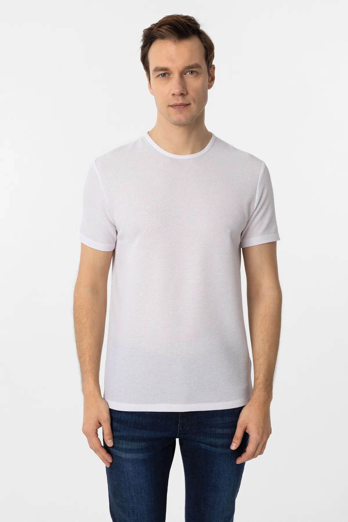 SÜVARİ Süvari Waffle Beyaz Erkek T-Shirt TS1014000413