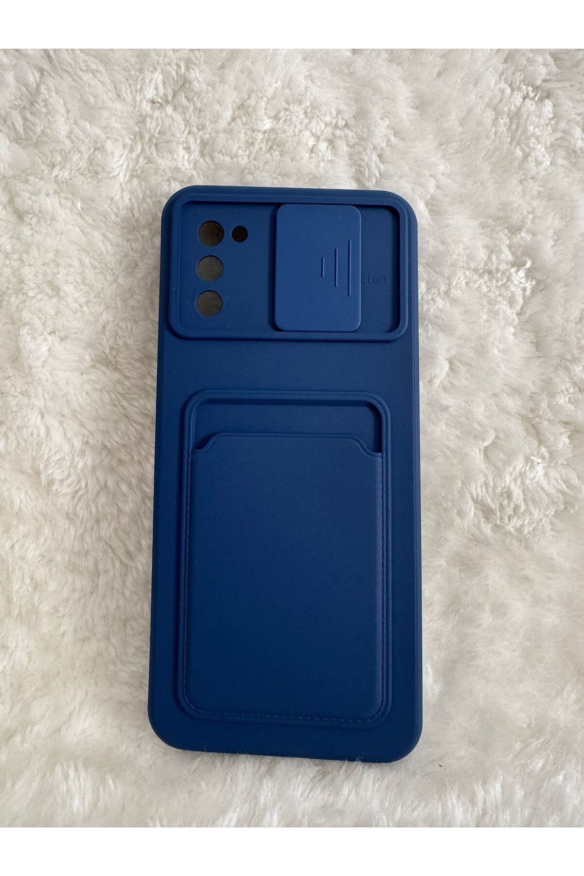 QEM Samsung Galaxy A02 ile Uyumlu Kamera Koruyucu ve Kartlık bölmeli Lansman Telefon Kılıfı