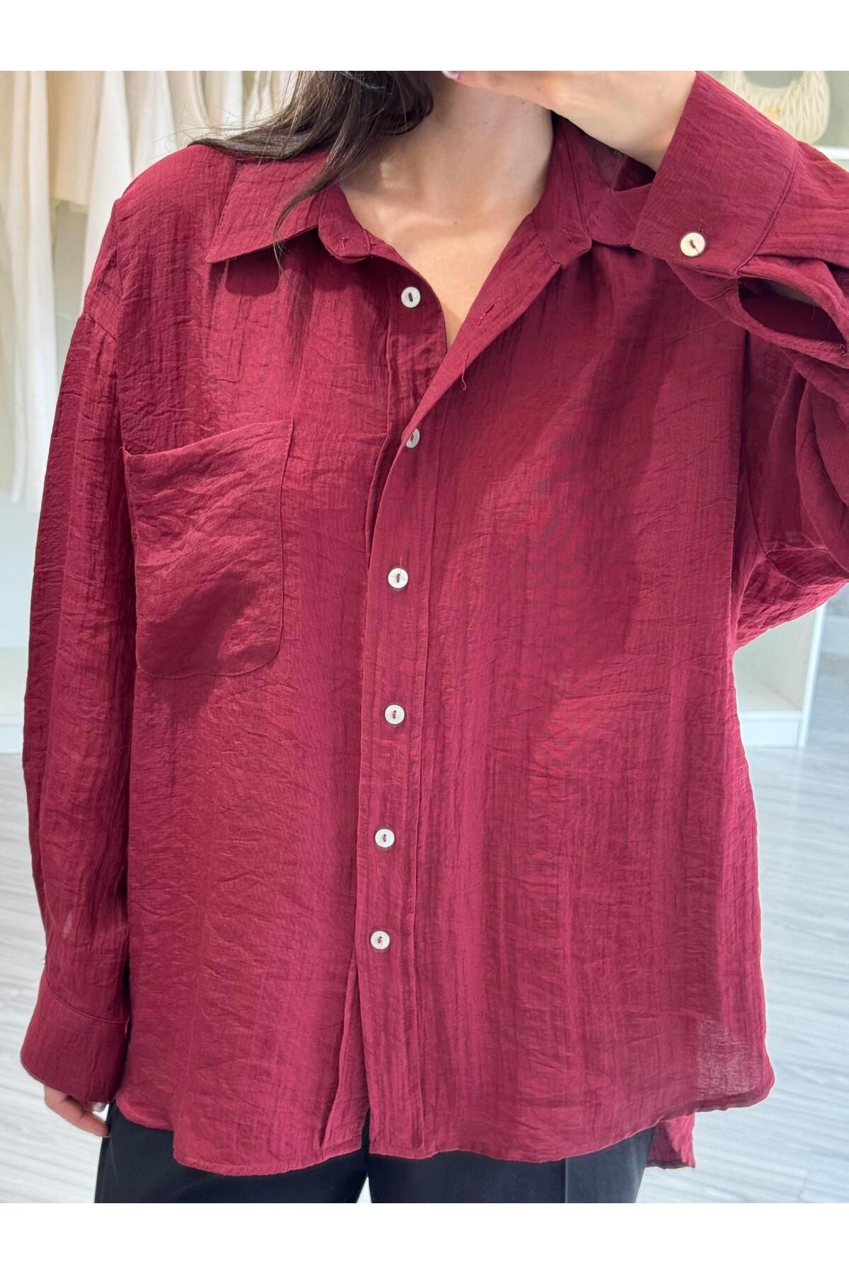 LUUNA STORE CEPLİ GÖMLEK - BORDO