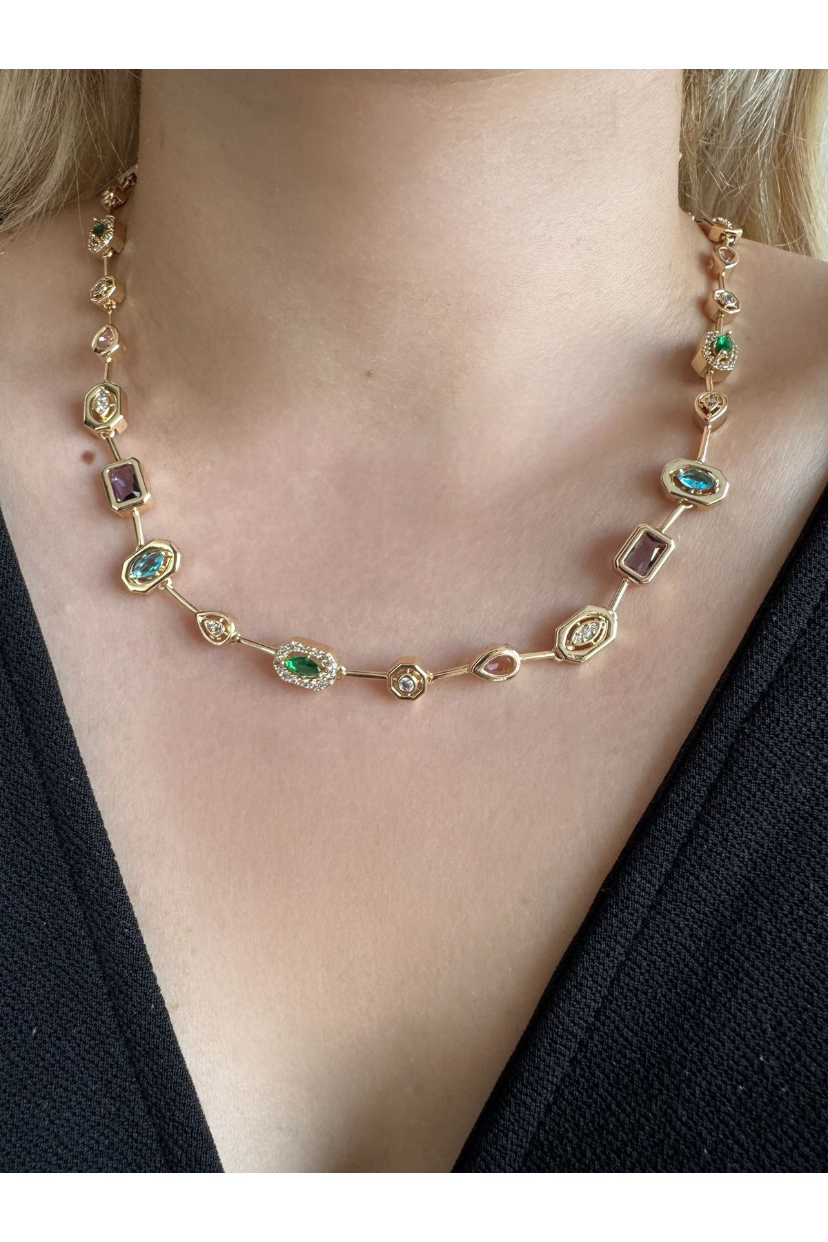 Gilia Jewelry Renkli Zirkon Taşlı Kolye