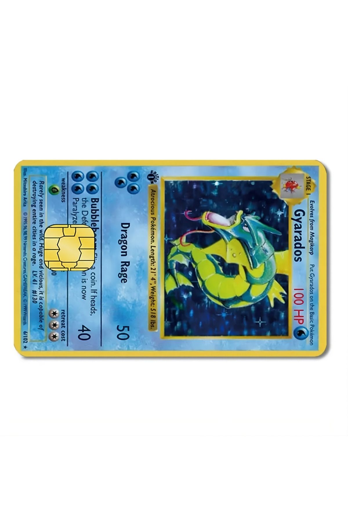 yoyadizayn Pokemon Gyarados Kart Kaplama Akbil, Öğrenci Kartı, Metro Kartı Kaplama Sticker Küçük Çip