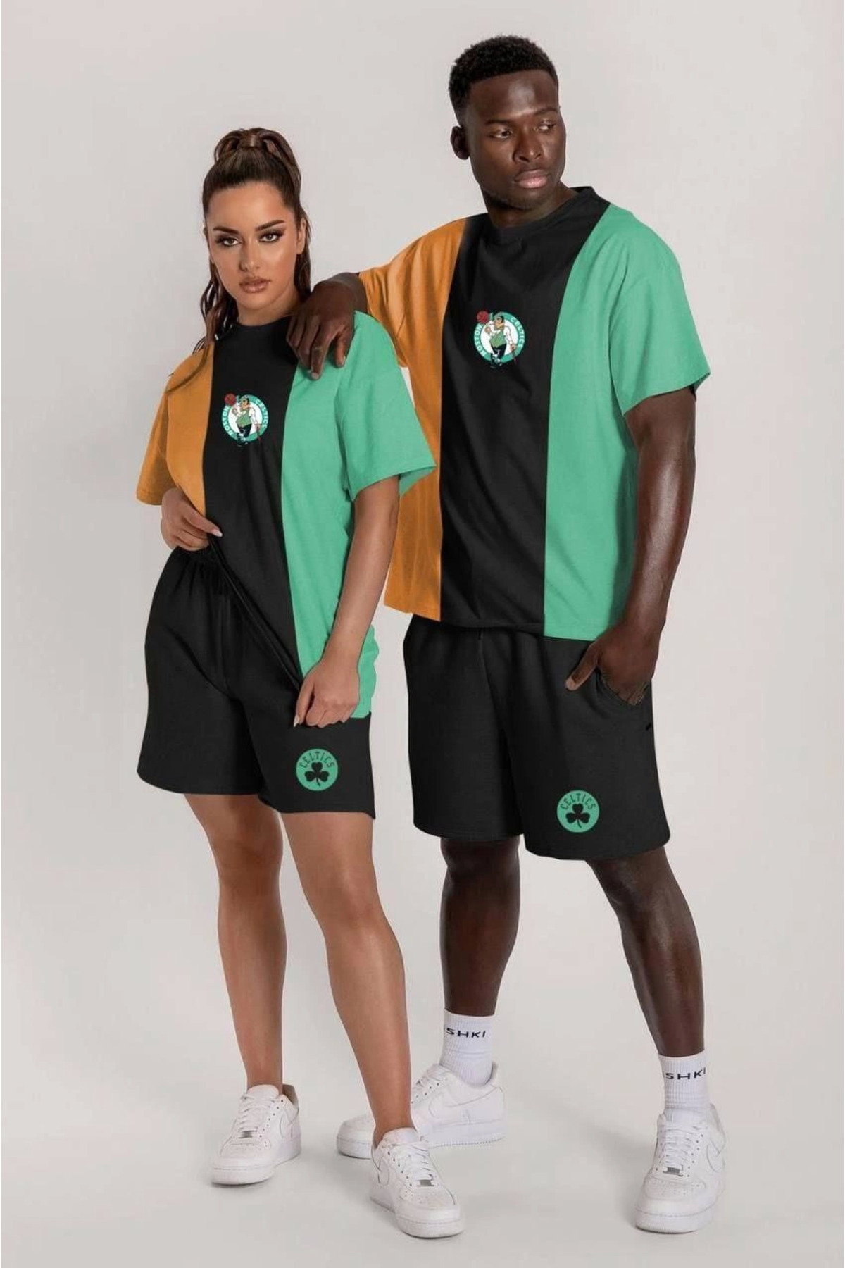 SERERO VOGUE Erkek Nakışlı İkili Şort Takım - Çok Renkli