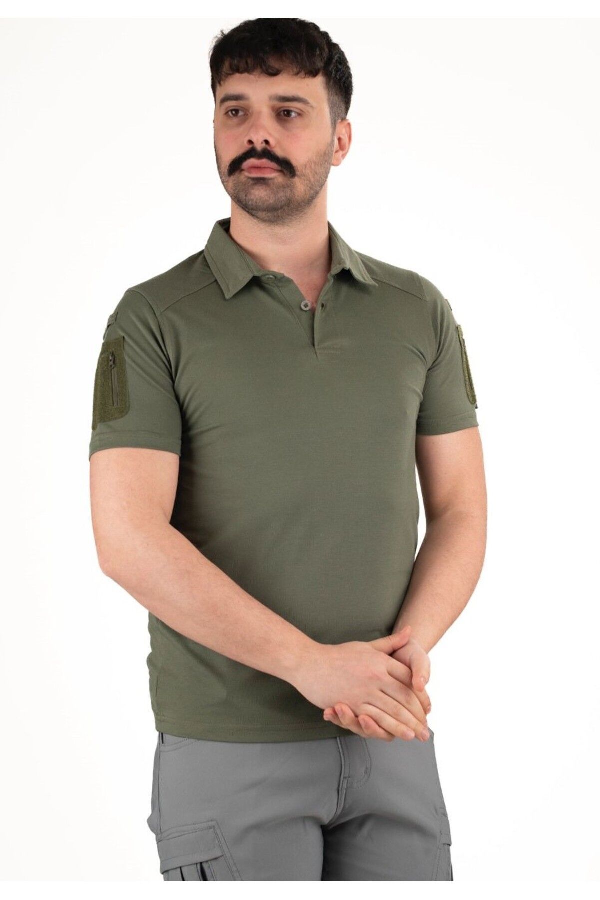 NKYSTORE Taktik Tişört – Polo Yaka Cepli Kol Tasarımı, Nefes Alabilir Kumaş