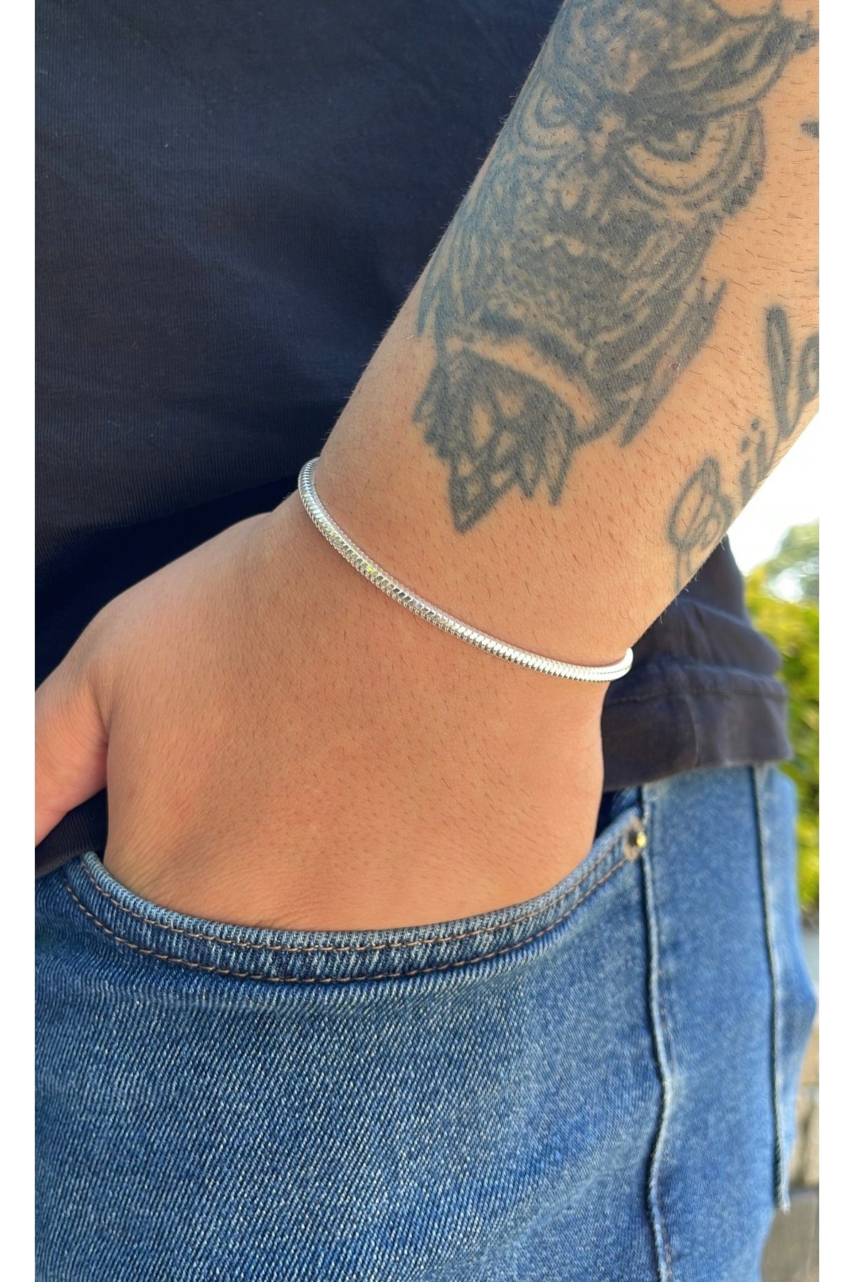LİNOVE JEWELLERY Snake Gümüş Bileklik, 925 Ayar Gümüş Balık Sırtı Bileklik, Charm uyumlu Gümüş Bileklik