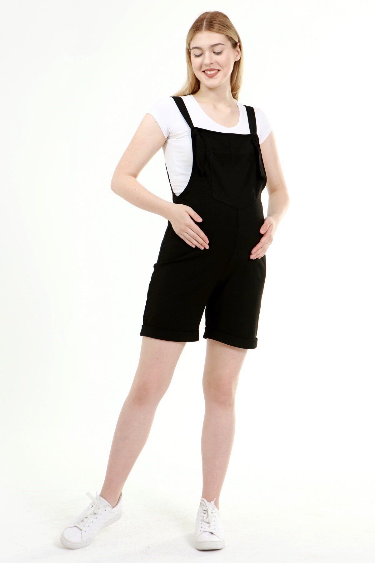 Luvmabelly MYRC6205 - Siyah Hamile Şort Salopet