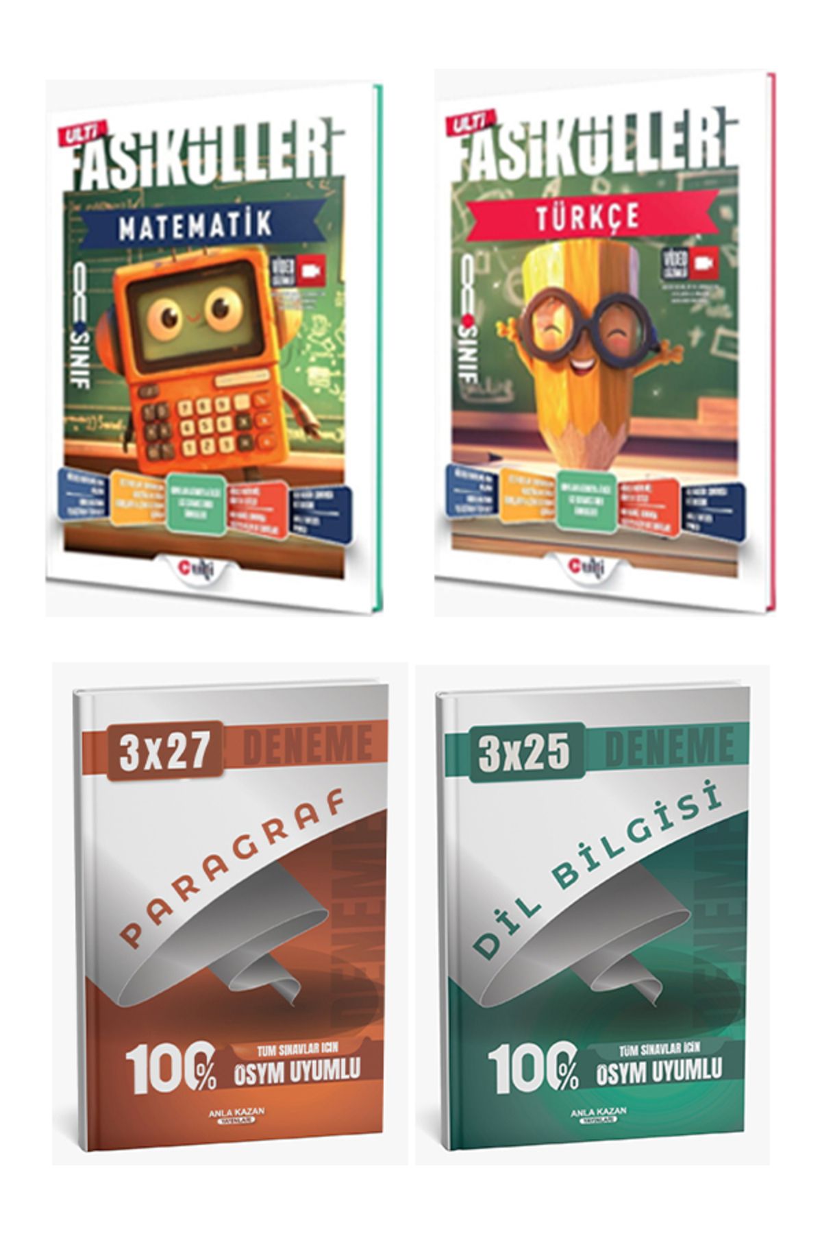 Anla Kazan Yayınları Ulti + Anla Kazan 2026 LGS Türkçe Matematik Fasikülleri + Anla Kazan Deneme 4 lü Set