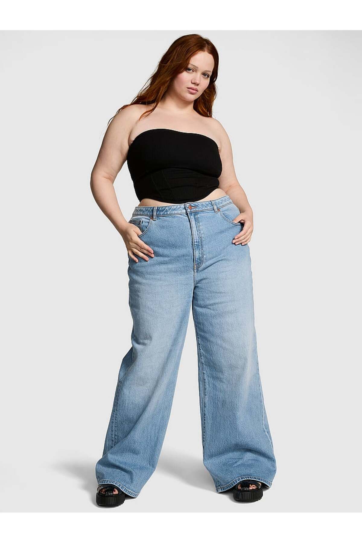 PINK Denim by PINK Yüksek Bel Düz Paça Jean Pantolon
