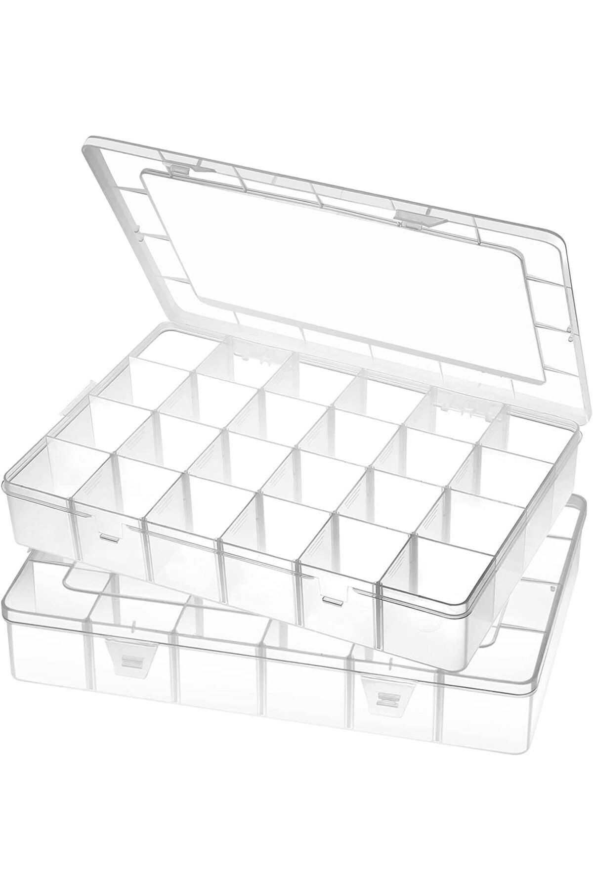 teknotrust 2'li 25 Bölmeli Ayarlanabilir Çok Amaçlı Plastik Organizer Beyaz