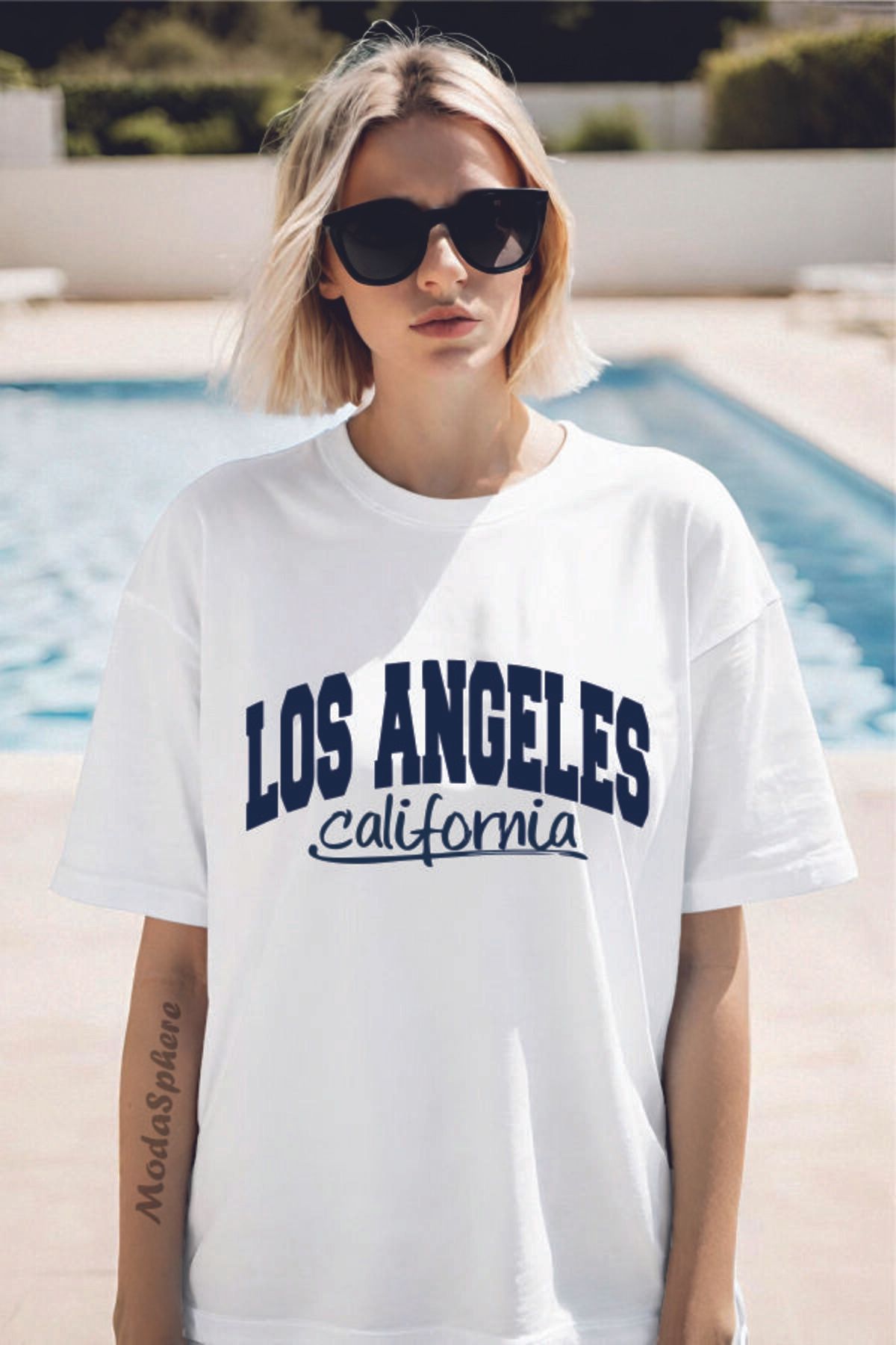 ModaSphere LOS ANGELES Baskılı Unisex Oversize Tişört